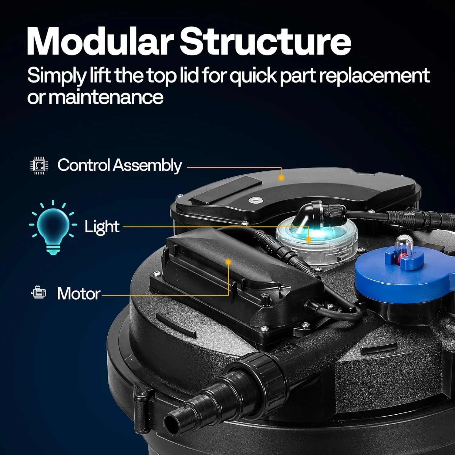 SPECSTAR 2110GPH Auto-Cleaning Pressurized Bio Pond Filter with 13W Light, Timer, Multi-Size Adapters for Koi Ponds up to 1057 Gallons or Ornamental Ponds up to 2113 Gallons - Image 4