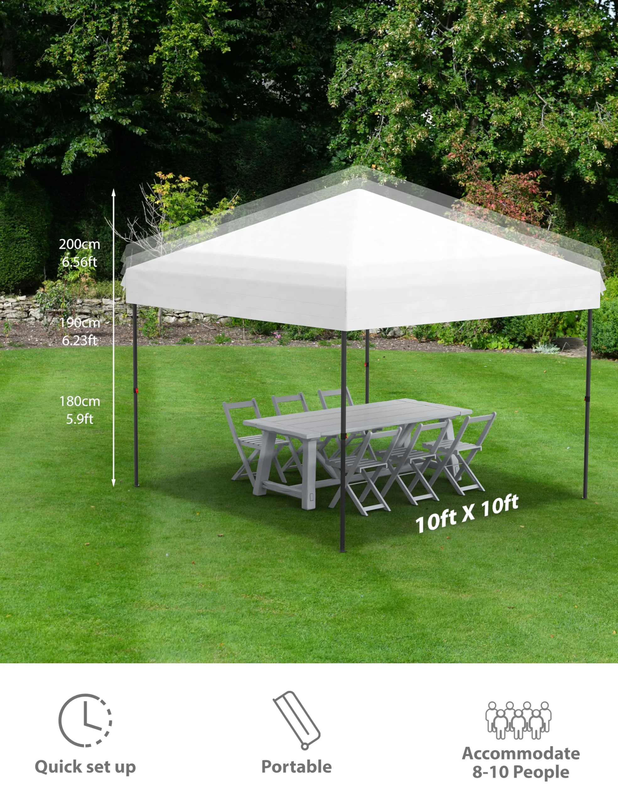 Danolapsi 10x10 Ft Pop Up Canopy Tent Easy One Person Set-up,Easy Outdoor Sun Shade,Instant Portable Shelter with 4 Stakes,4 Ropes,4 Sandbags for Patio, Outdoor Activities - Image 2