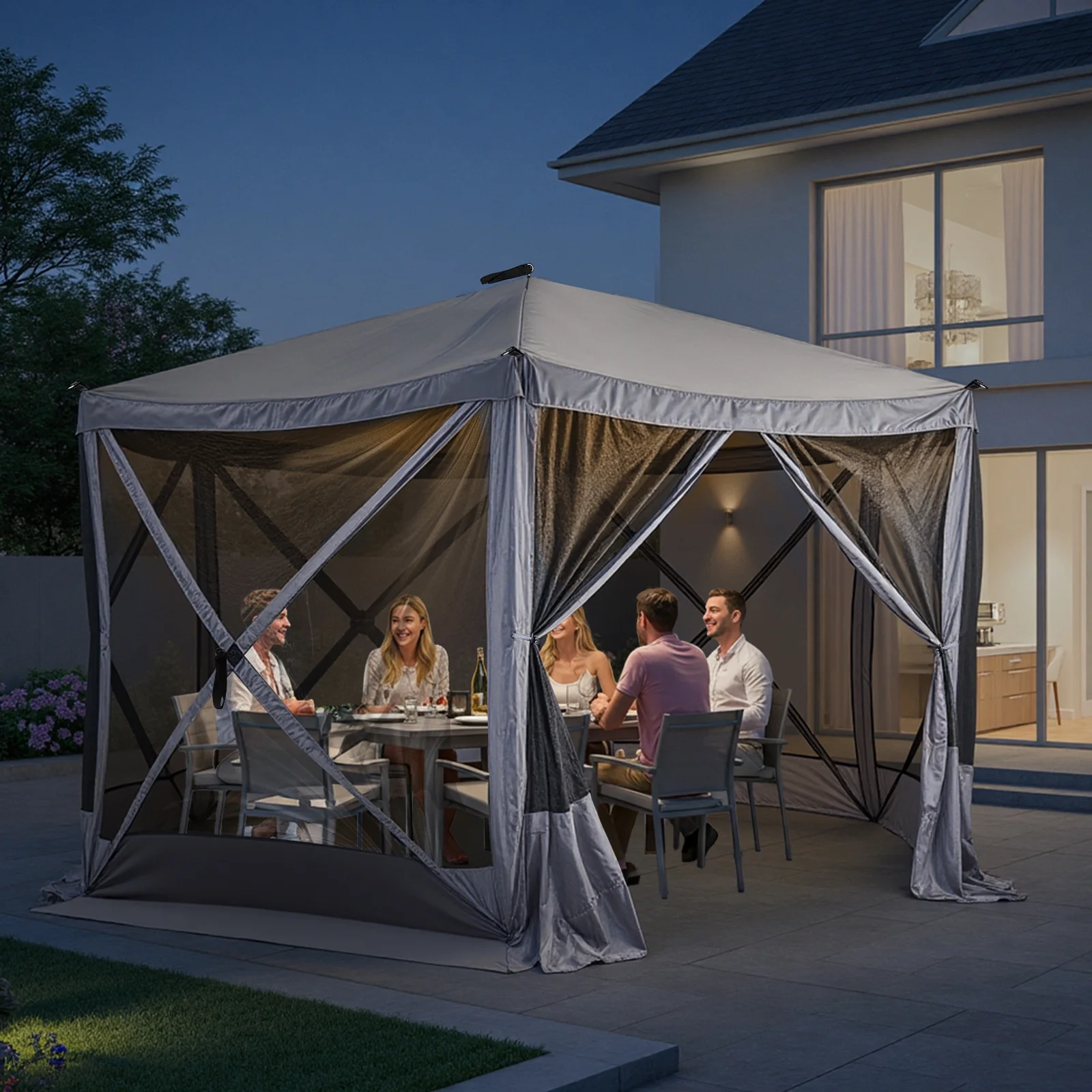 UBesGoo 12 x 12 Ez Pop Up Gazebo Canopy Tent with Mosquito Netting for Patio, Camping and Picnic Includes Carry Bag - Image 3