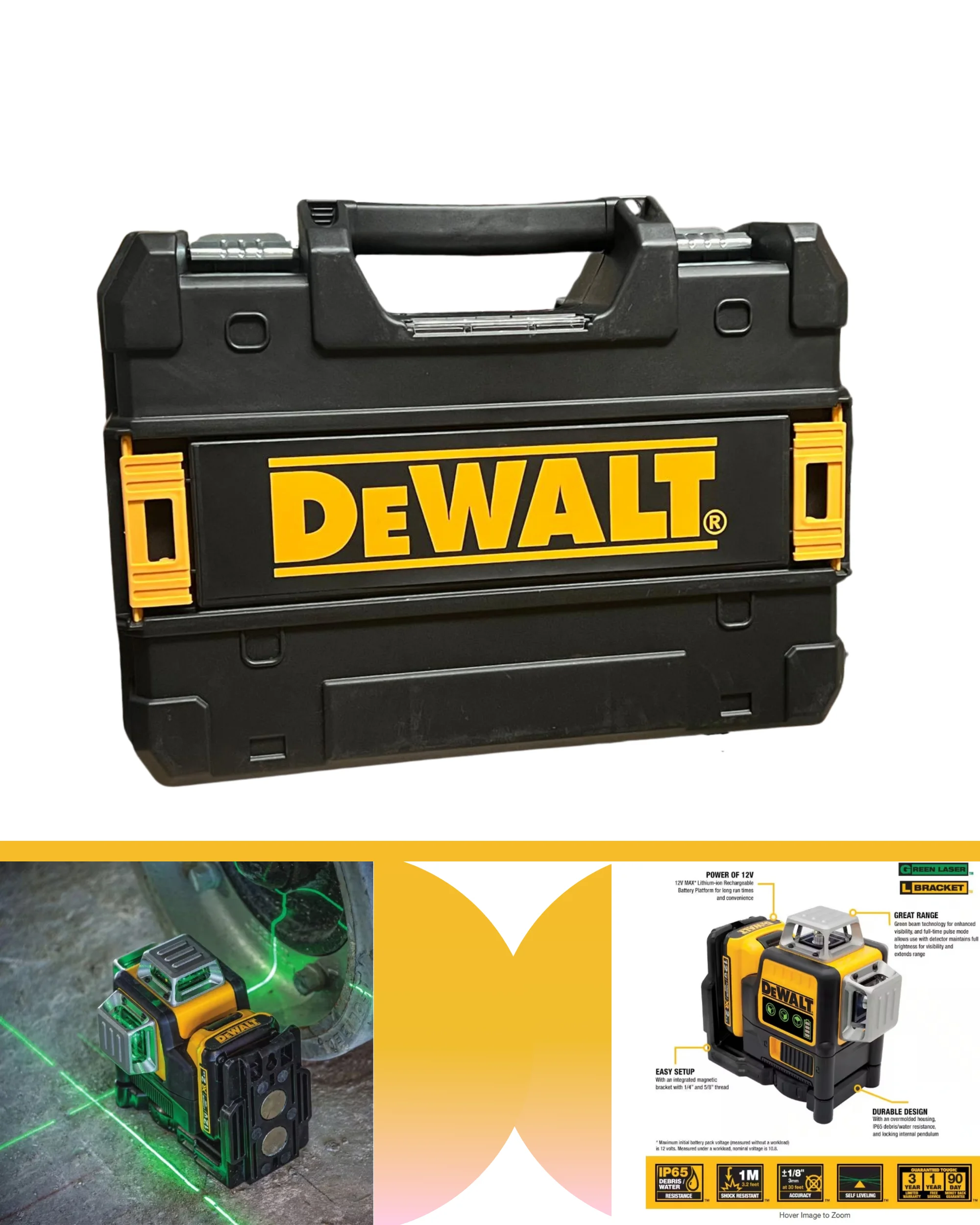 DeWalt 12V MAX Cordless Green Line Laser 3 x 360 Professional Laser Level - Image 5