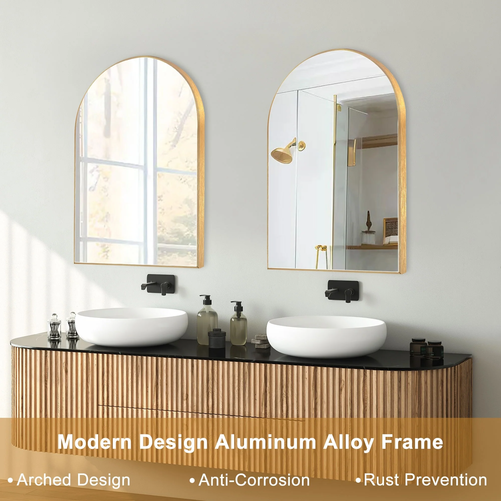 Modern Arch Aluminum Bathroom Wall Mirror, Wall Mounted Vanity Mirror for Bathroom, Bedroom and Home Decor - Image 19