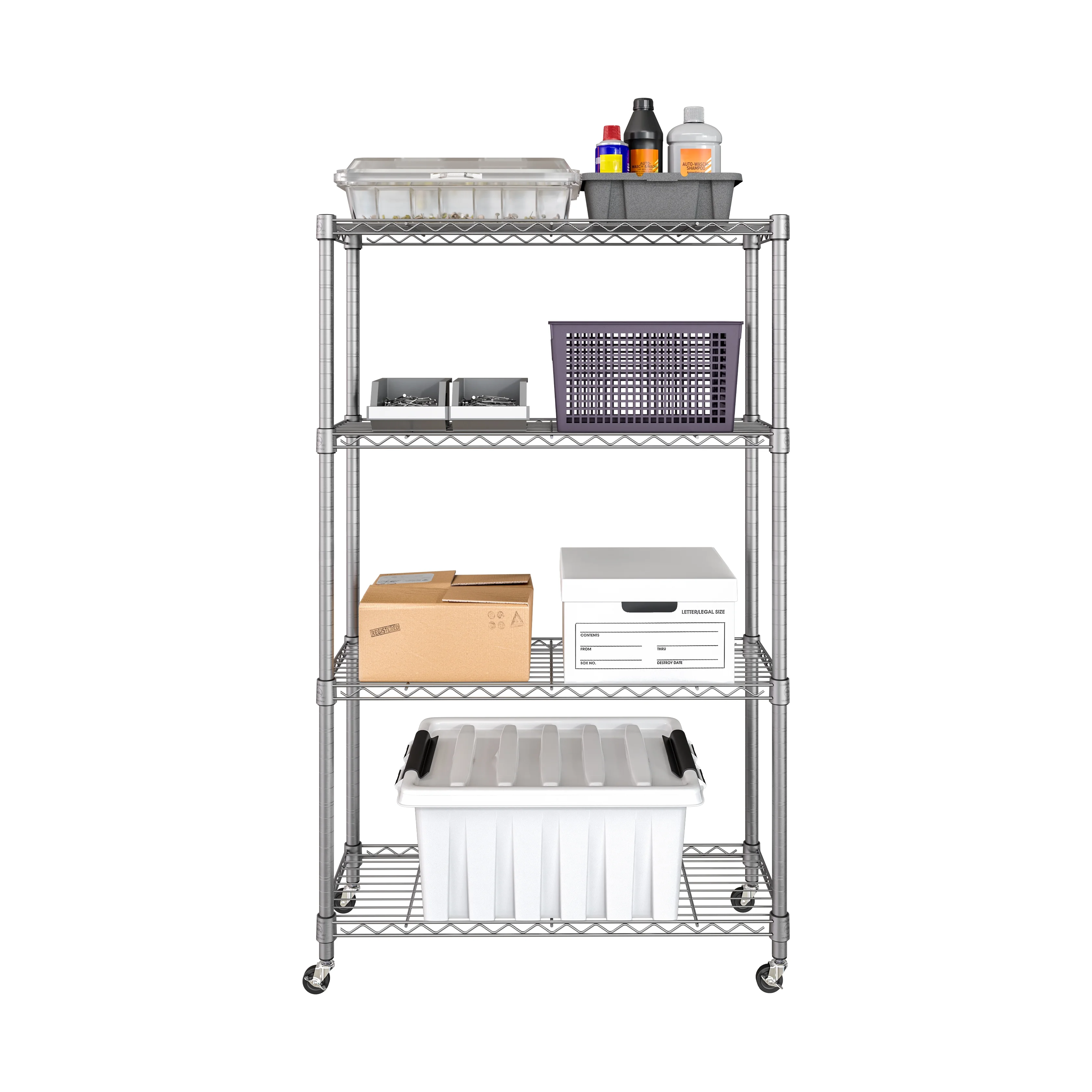 Seville Classics Solid Steel Wire Shelving Storage Unit Adjustable Shelves Organizer Rack, for Home, Kitchen, Office, Garage, Bedroom, Closet, Silver, 4-Tier, 36" W x 14" D - Image 8