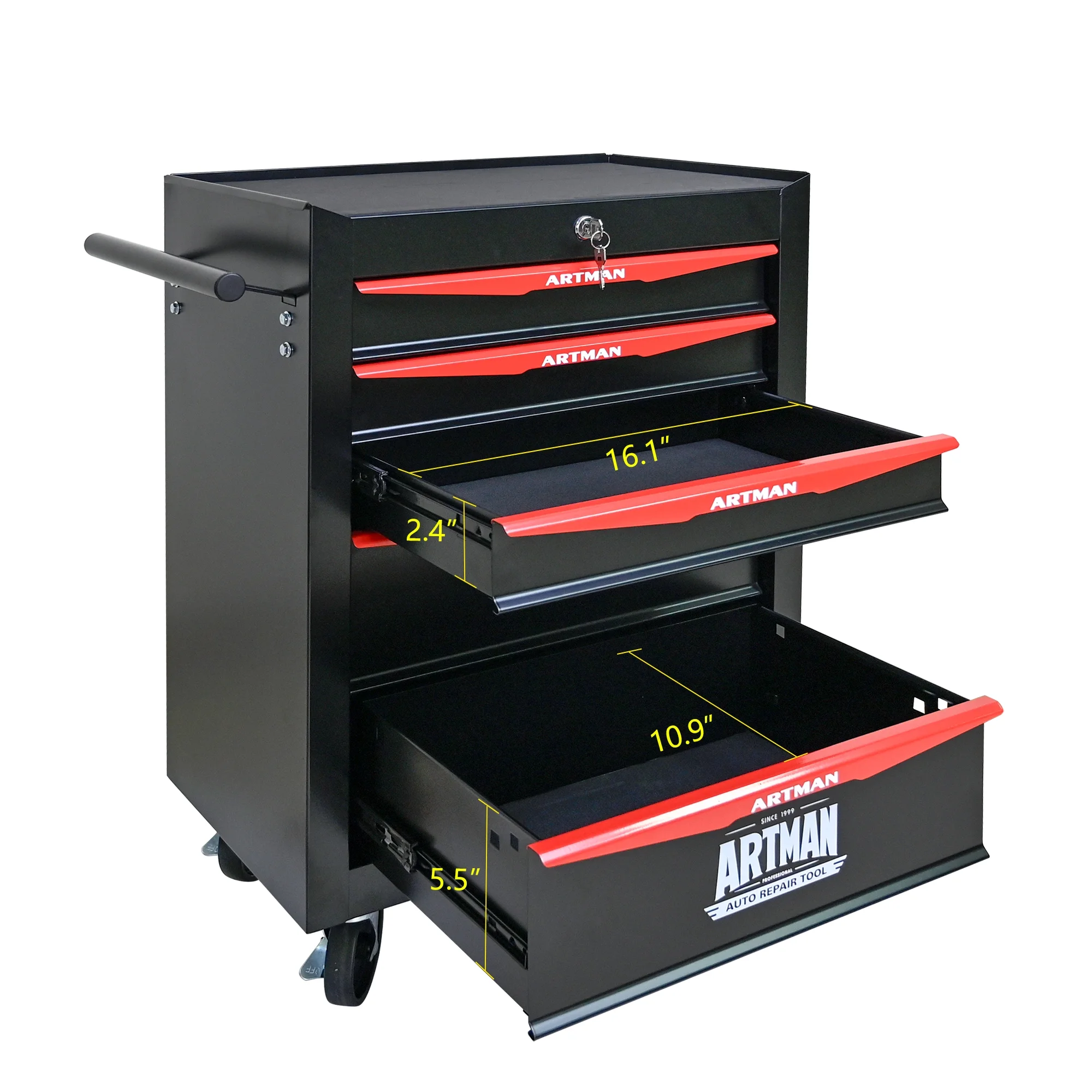 ARTMAN 20" 5-Drawer Rolling Metal Tool Chest Cabinet,Steel Tool Storage Box Organizer for Garage Workshop Warehouse - Image 9