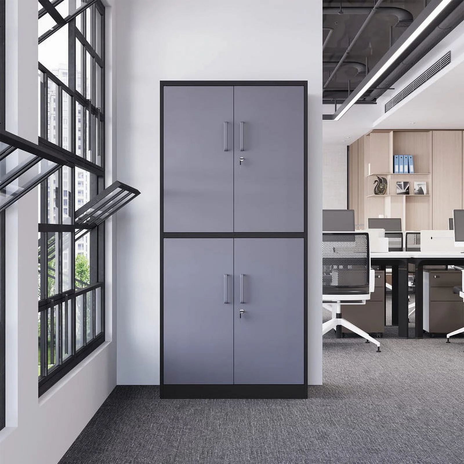 MIIIKO 71" Metal Storage Locker Metal Garage Locker Cabinets with Locking Door and 4 Adjustable Shelves, Steel Classic Storage Cabinet for Home, School, Office, Garage - Image 36