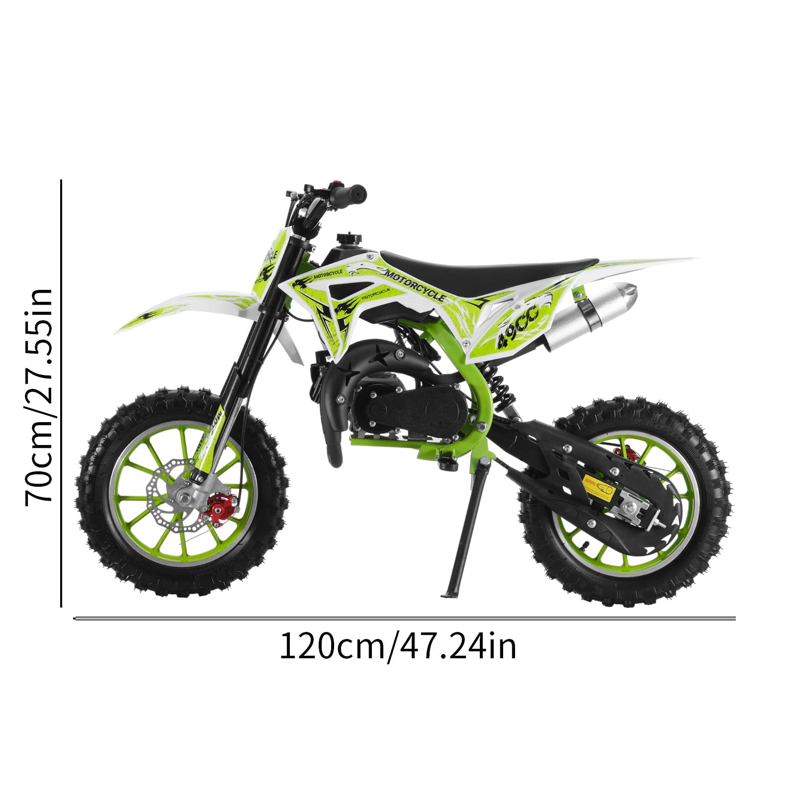 2026 Upgraded 50cc 2-Stroke Kids Dirt Bike Motocross, Pocket Gas Motorbike, Off Road Gas Power Mini Pocket Motorcycle with Front/Rear Disc Brakes, Scooter Bike Pocket, Dirtbike for Kids Green - Image 3