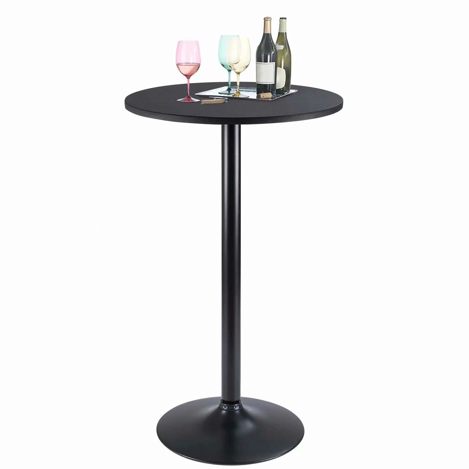 Round Bistro Pub Table, Bar Height Cocktail Table with Metal Base and MDF Top, 23.8 Inch - Image 23