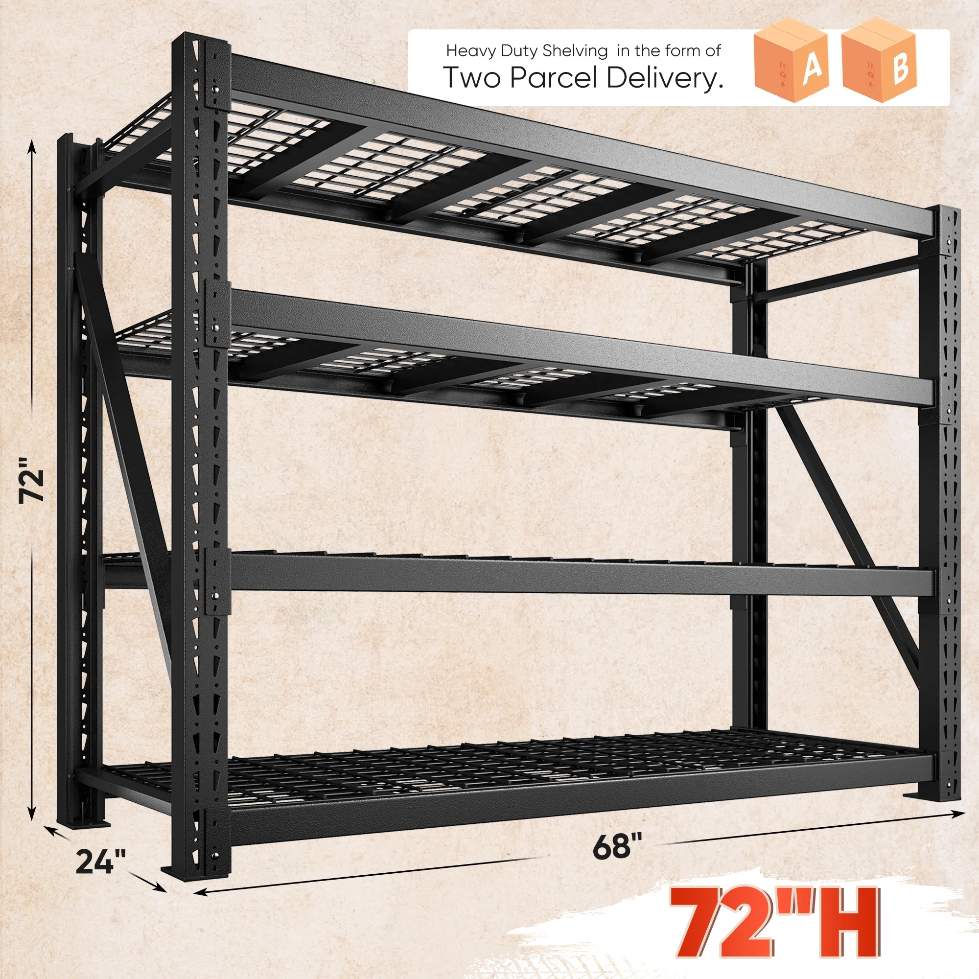 REIBII 11000LBS Heavy Duty Industrial Shelving Unit for Garage Storage,Shop,Warehouse,Basement,Commercial,60"W x 24"D x 72"H - Image 16