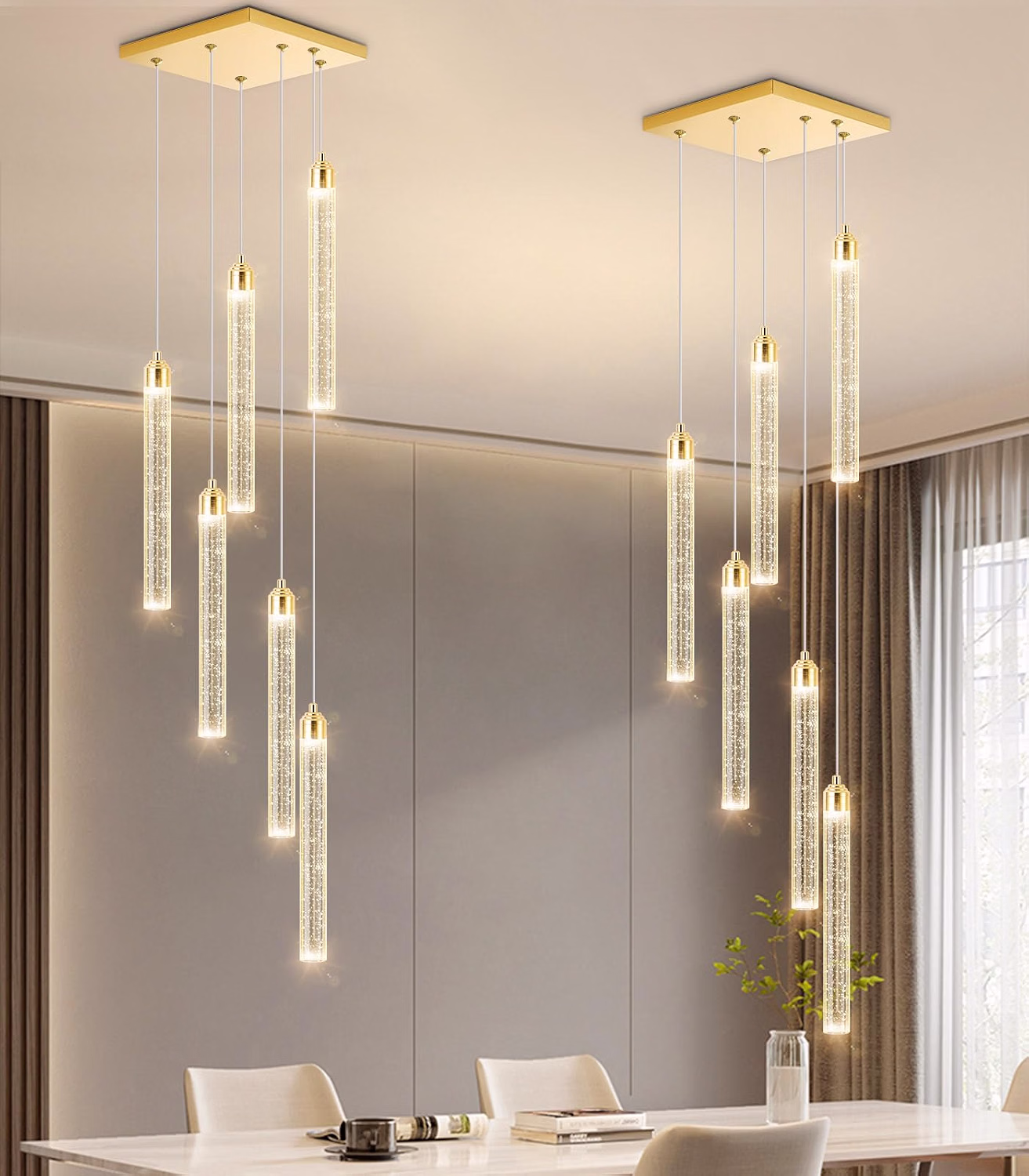 Modern Crystal Pendants Lighting Mini Chandelier for Kitchen Island LED Dimmable Ceiling Handing Lighting Adjustable Flush Mount Ceiling Light for Dining Room Hallway - Image 9