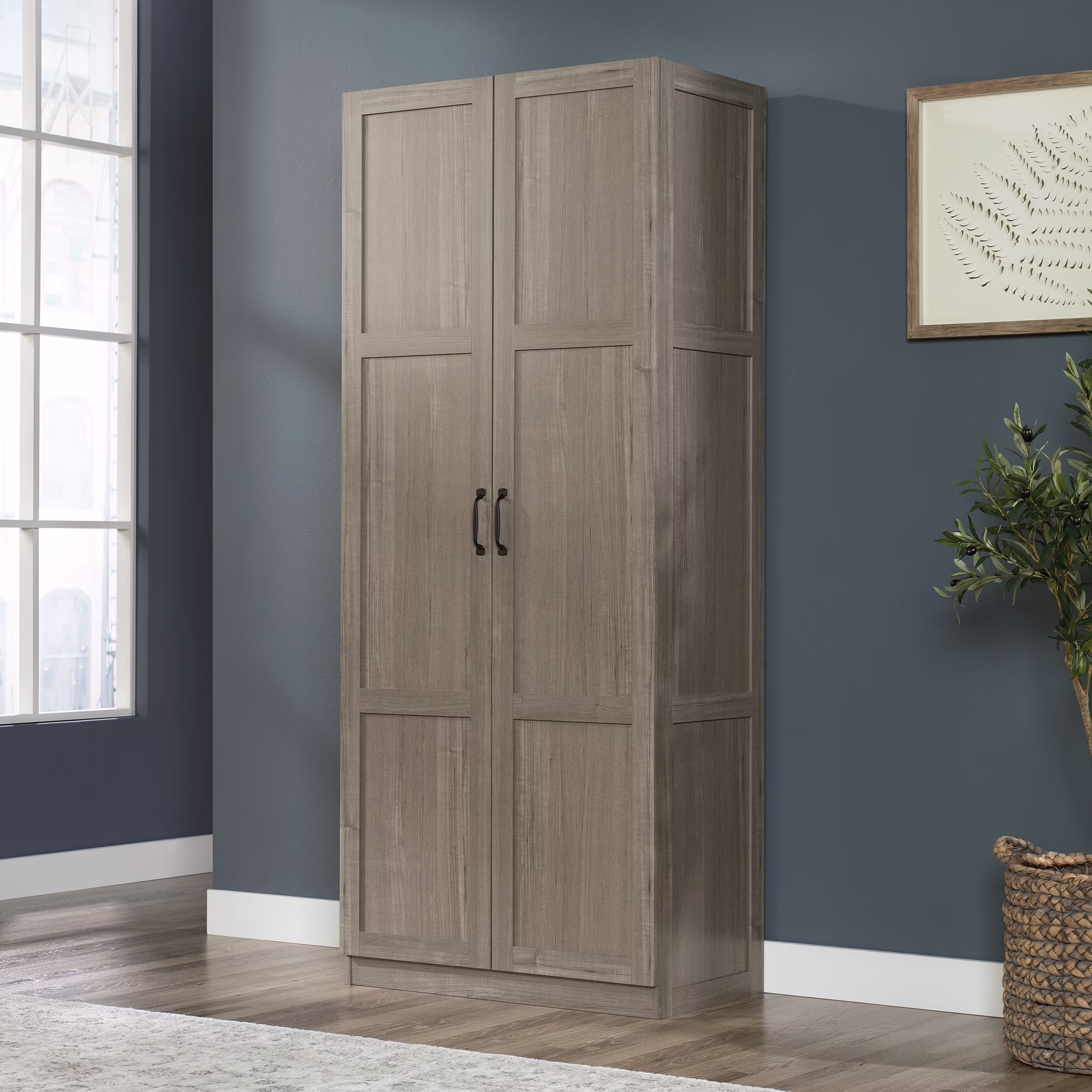 Sauder Select 2 Door Storage Cabinet, Reclaimed Pine Finish - Image 3