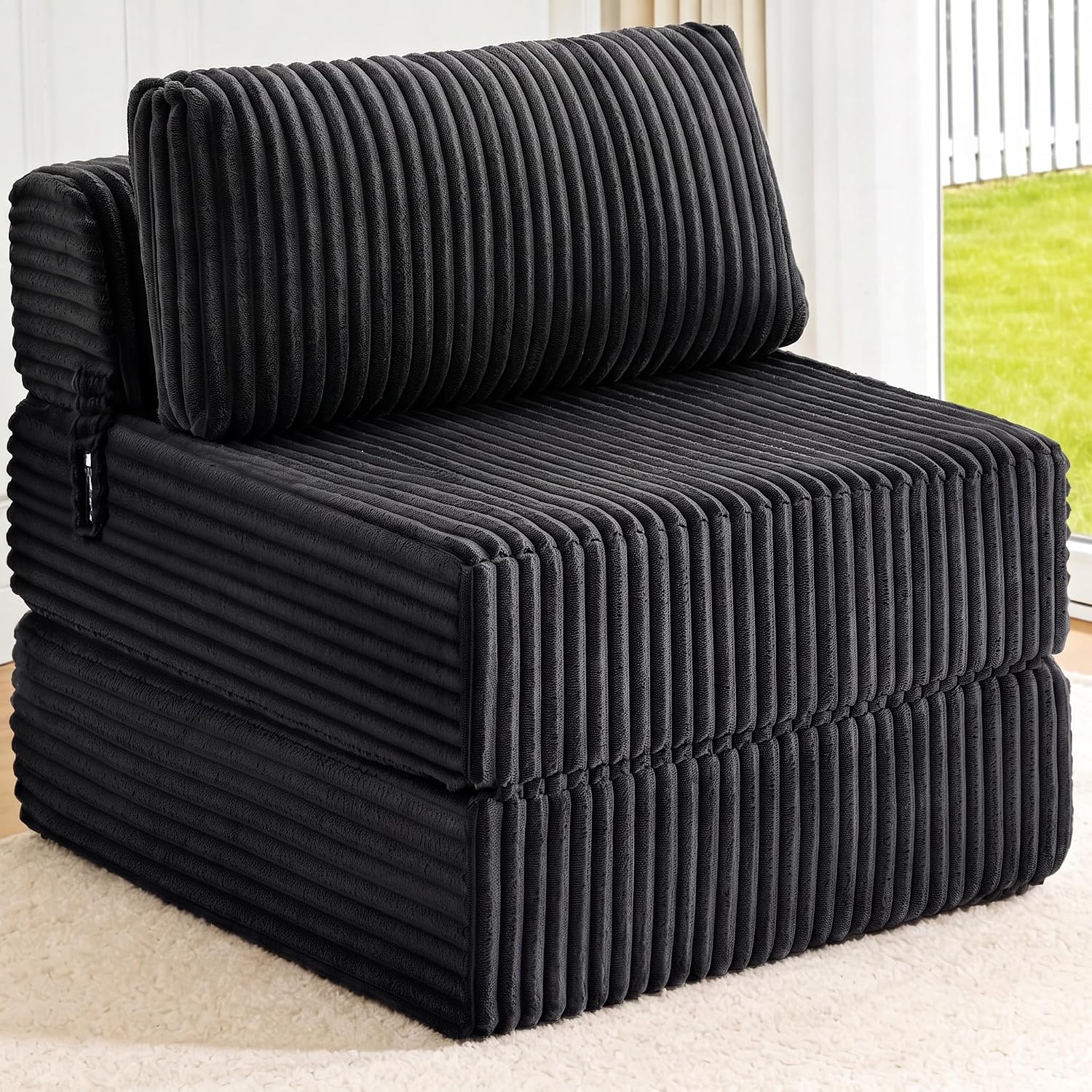 Folding Sofa Bed Convertible 4 in 1 Sleeper Chair Gray Single - Image 18