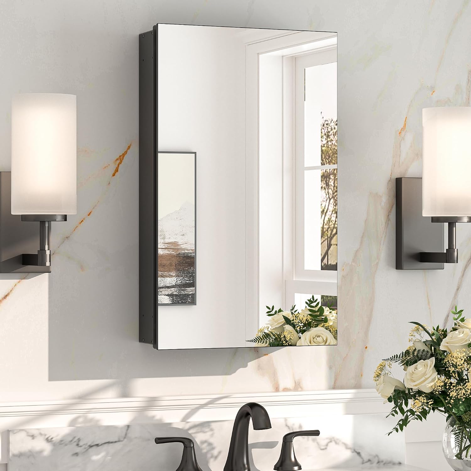 Black Medicine Cabinet with Mirror 20" x 26", Lightweight Aluminum - Image 21