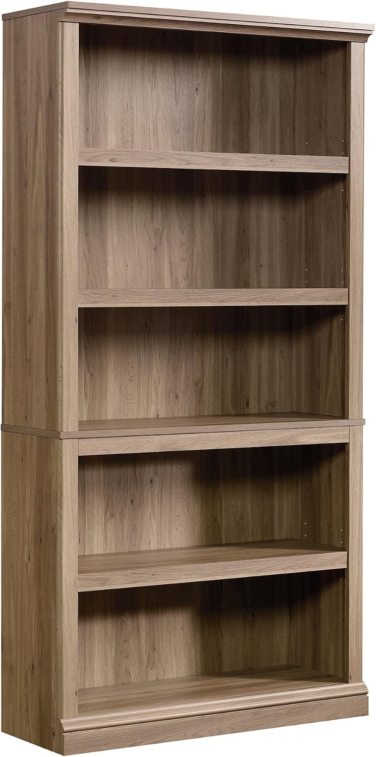5-Shelf Split Bookcase / Bookshelf, Oiled Oak Finish - Image 11