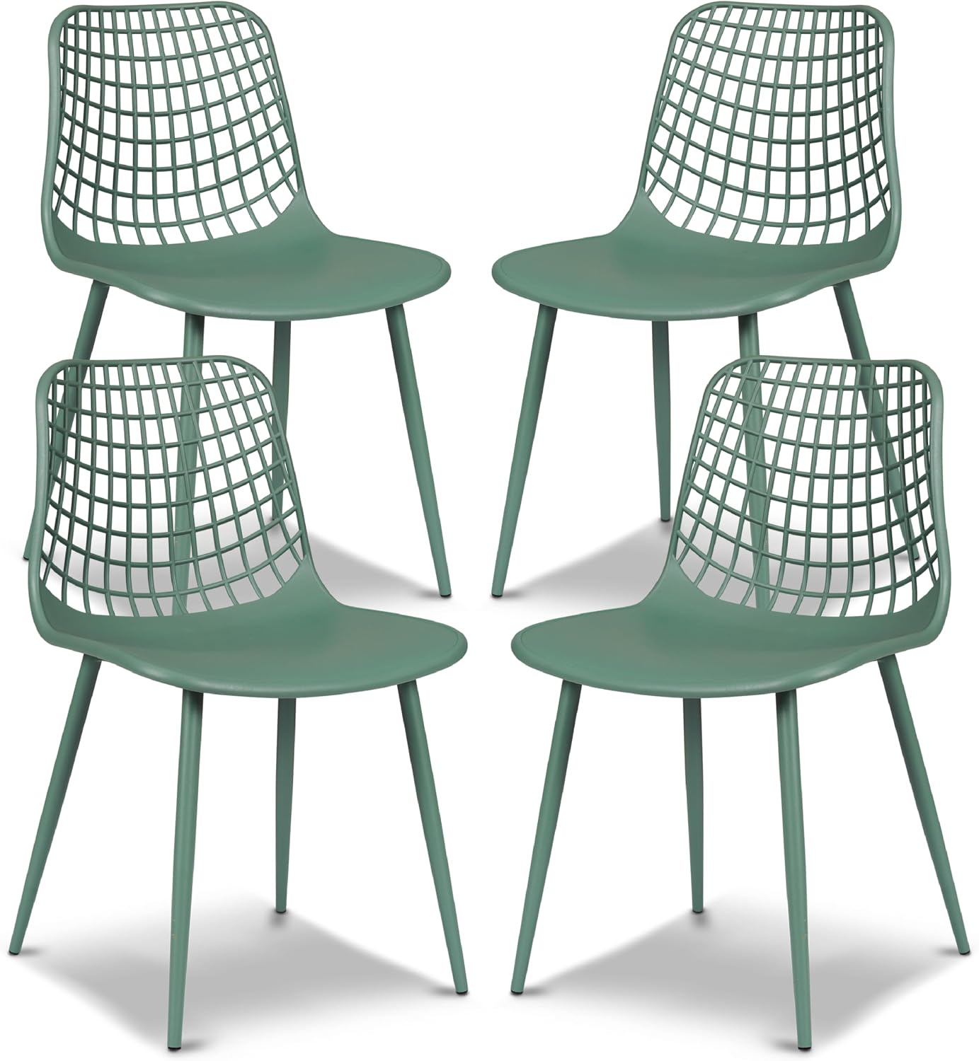 Isla Modern Kitchen Chairs Set of 4, Plastic Dining Chair with Metal Legs, Quick Assembly Simple Cafe Chairs Plastic for Indoor or Outdoor, Ocean Teal - Image 6