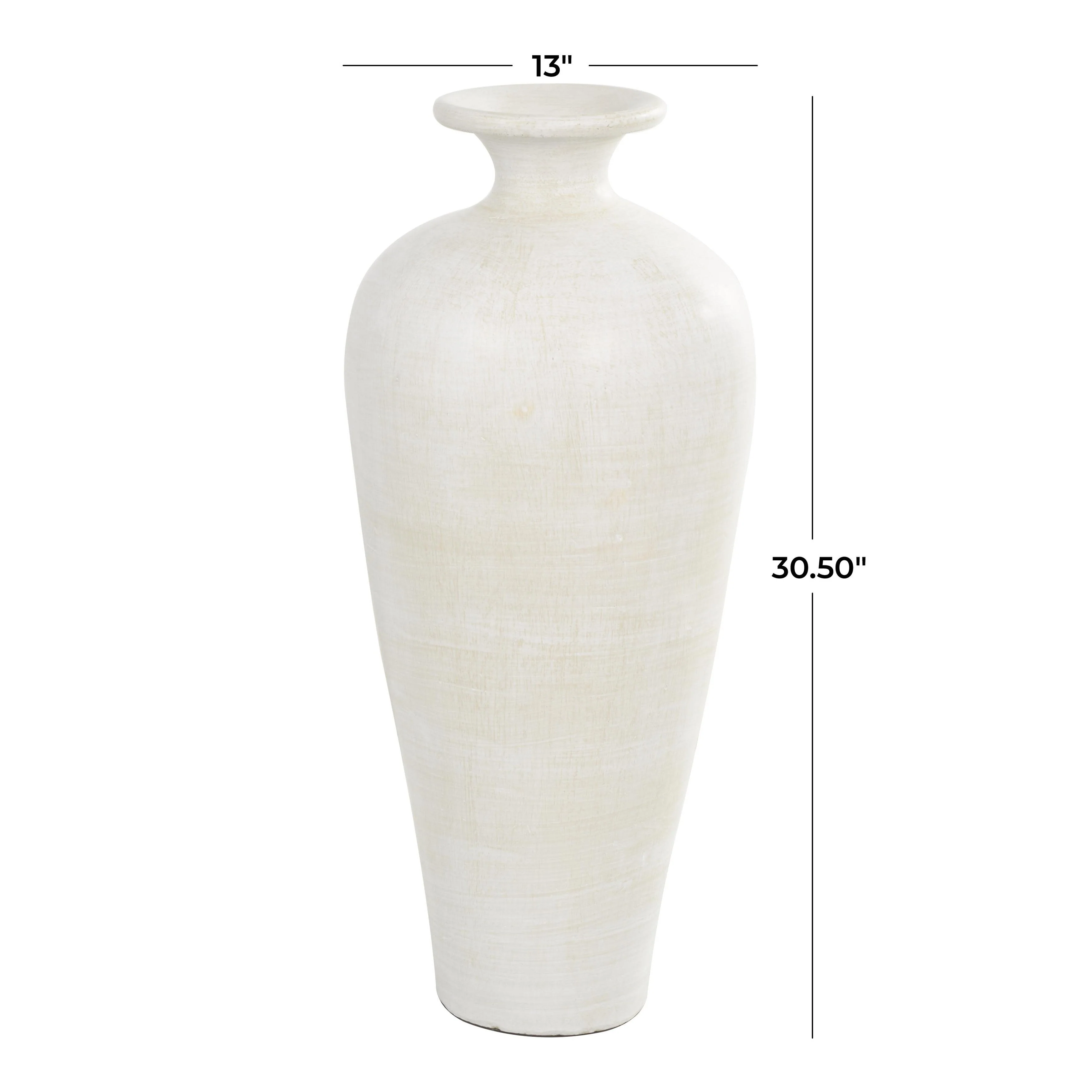 Tall Ceramic Amphora Floor Vase, White Decorative Vase for Home Decor - Image 6