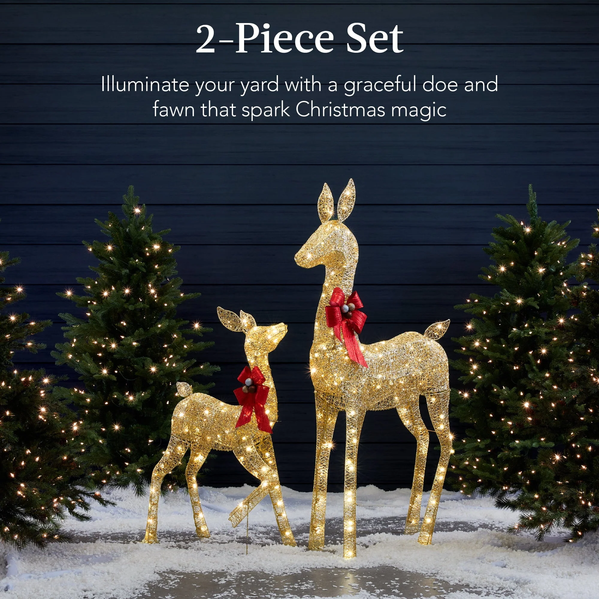Best Choice Products 2-Piece Lighted Christmas Deer Set Outdoor Yard Decoration with 210 LED Lights, Stakes - Gold - Image 3
