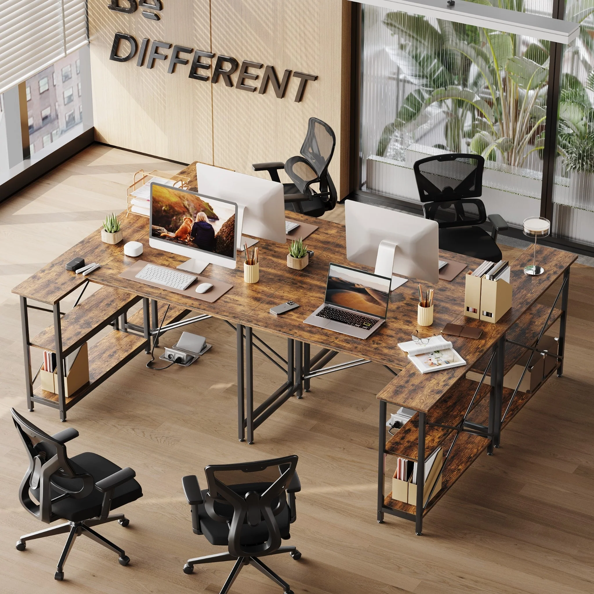 Small L Shaped Computer Desk with Storage Shelves, Compact Corner Workstation for Home Office and Study - Image 7