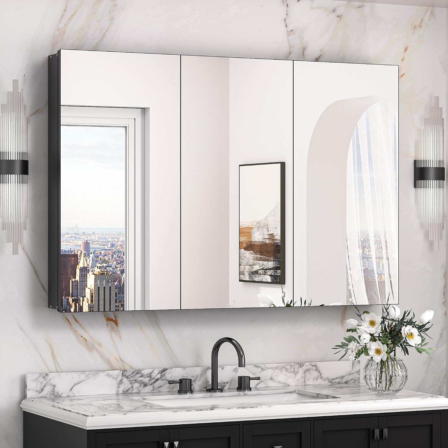 Black Medicine Cabinet with Mirror 20" x 26", Lightweight Aluminum - Image 25