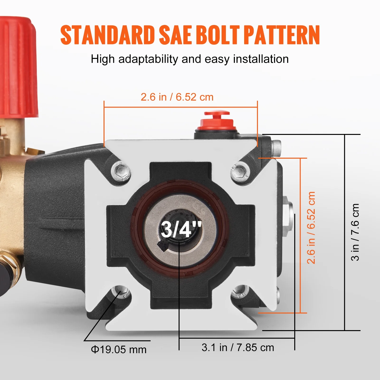 KFFKFF Pressure Cleaning Pump, Triplex Plunger with 3/4" Shaft, 3700 PSI, 2.5 GPM, Substitute Power Cleaning Pumps Set, Component Cleaning Pump, Fits Simpson MorFlex Models 40224, 40225, 40226 - Image 8