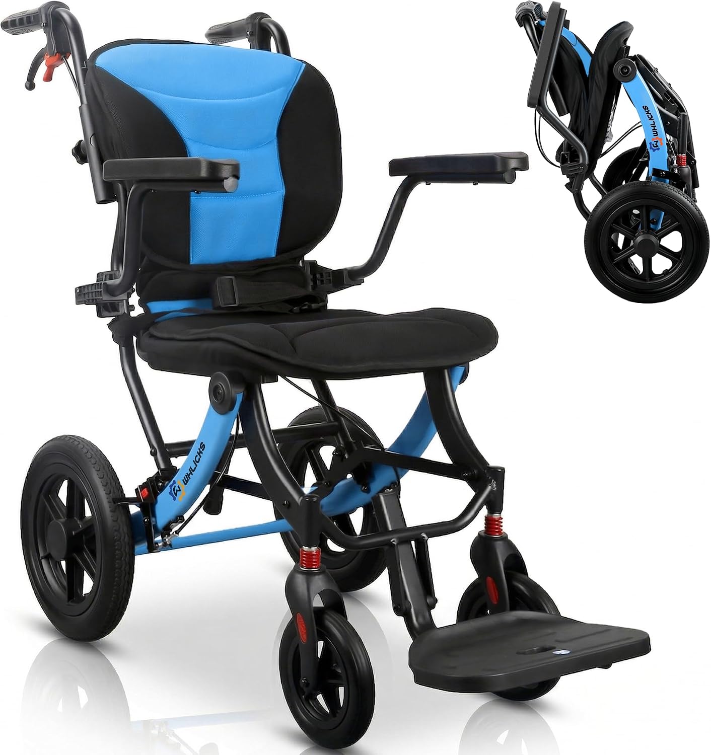 Wheelchairs for Adults Transport Chair Lightweight Foldable with Telescopic Handle,17" Width Compact Portable Folding Travel Wheel Chairs for Seniors - Image 5