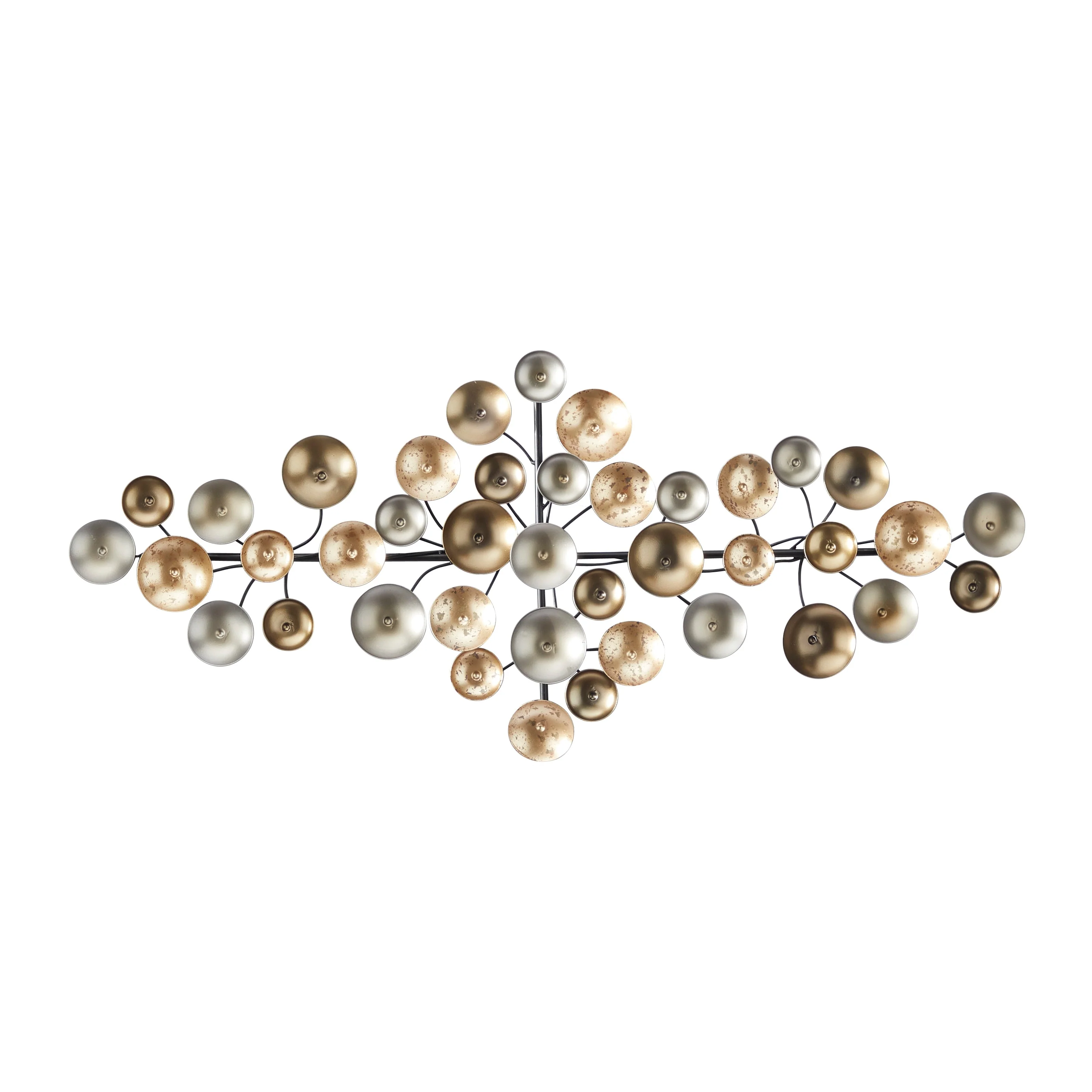 Gold Metal Plate Wall Decor with Textured Pattern, Decorative Wall Art - Image 2