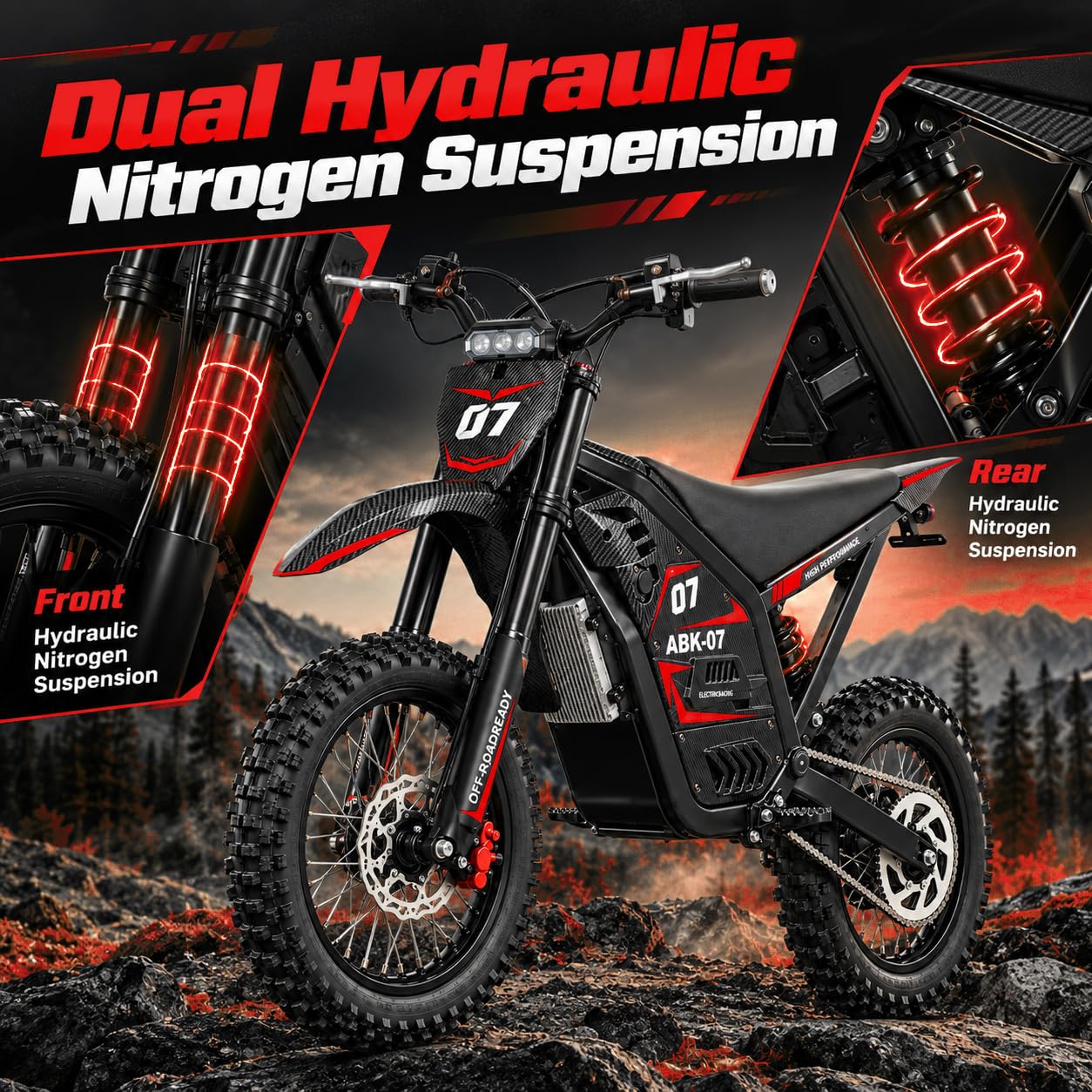 ABK07 38-45mph Electric Dirt Bike for Adults, 40 Mile E Motorcycle - Image 5