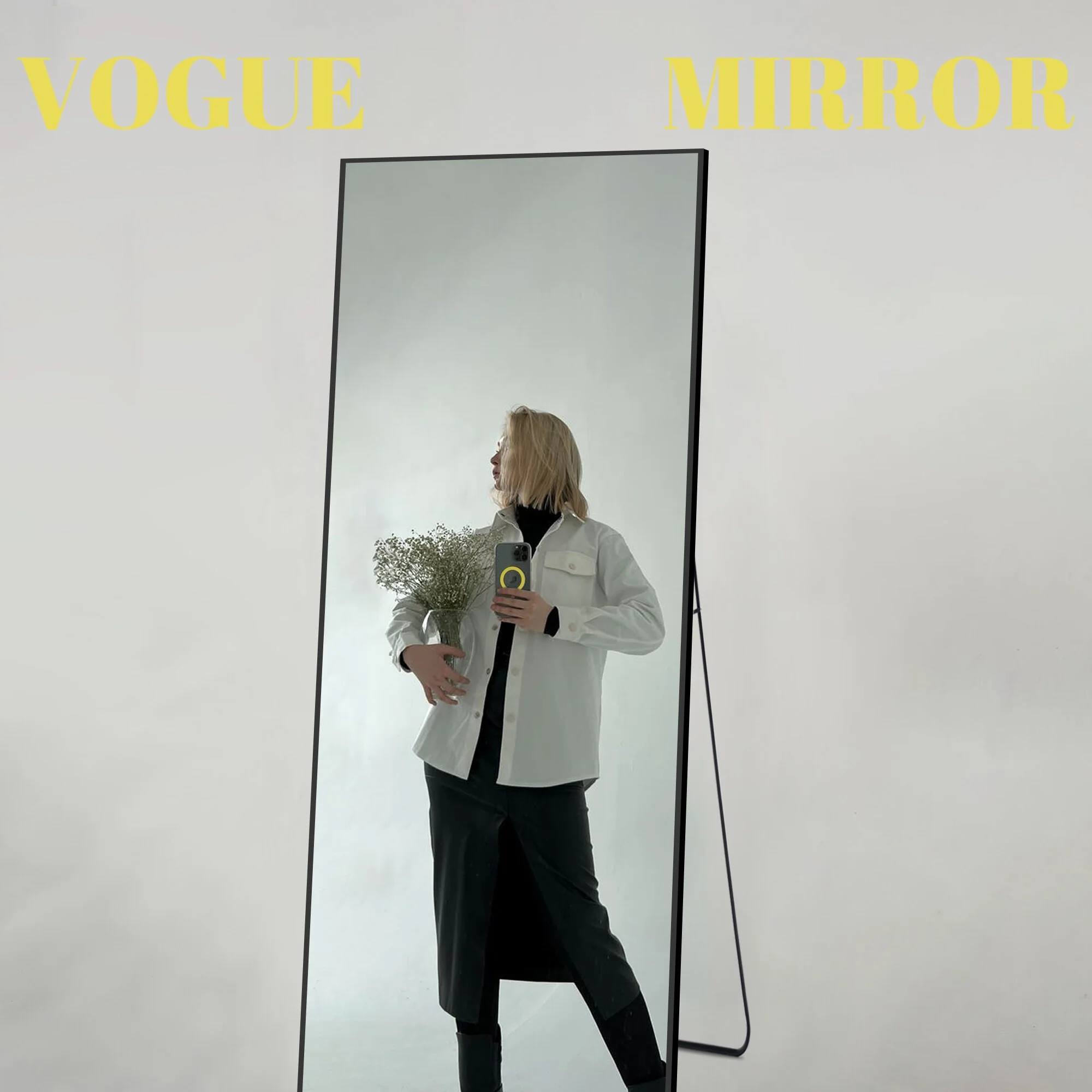64x21 Full Length Floor Mirror, Large Full Body Aluminum Alloy Frame Standing Mirror with Stand and Wall Mount Option - Image 11