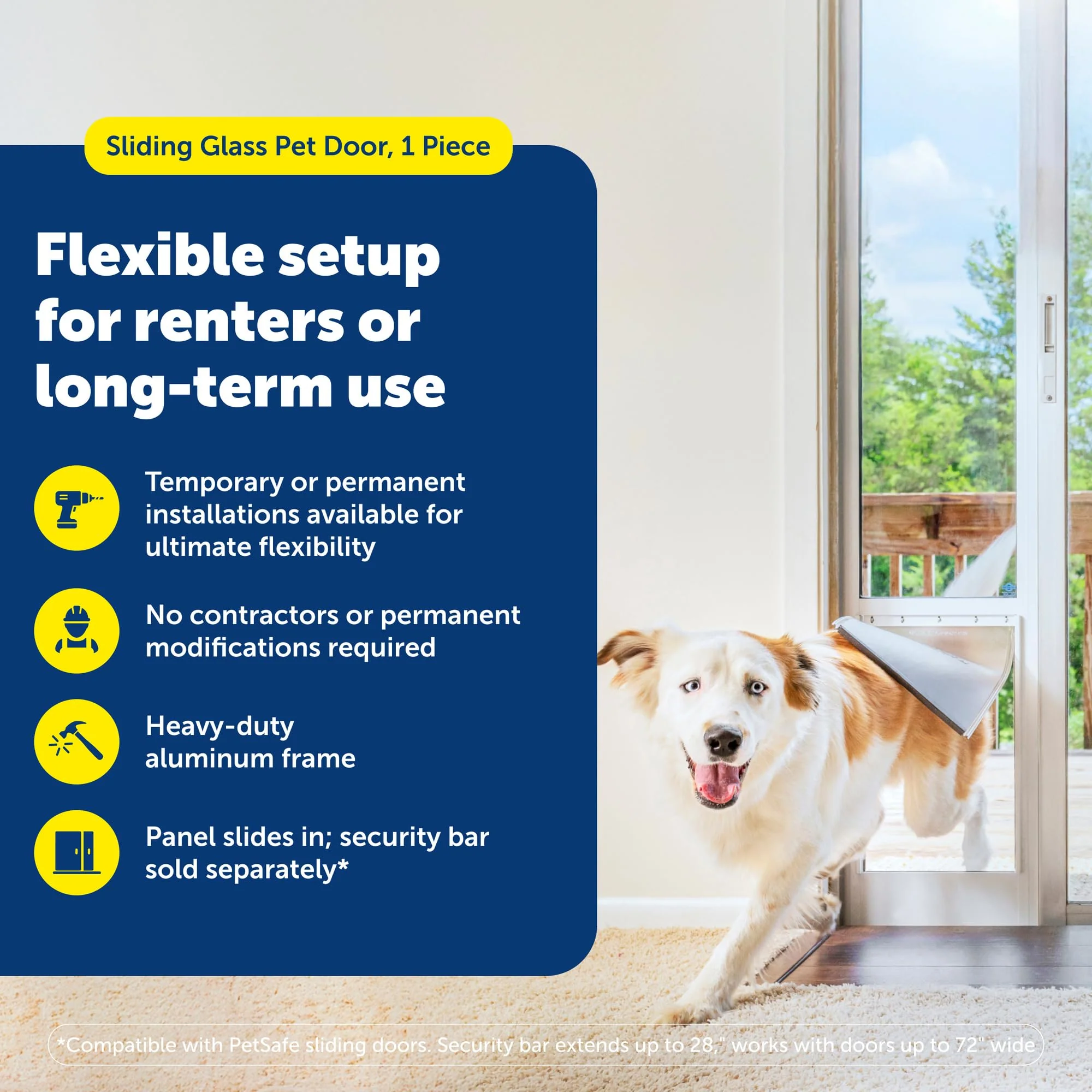 Sliding Glass Pet Door, No-Cut DIY Installation for Renters, Apartments and Rental Homes - Image 4