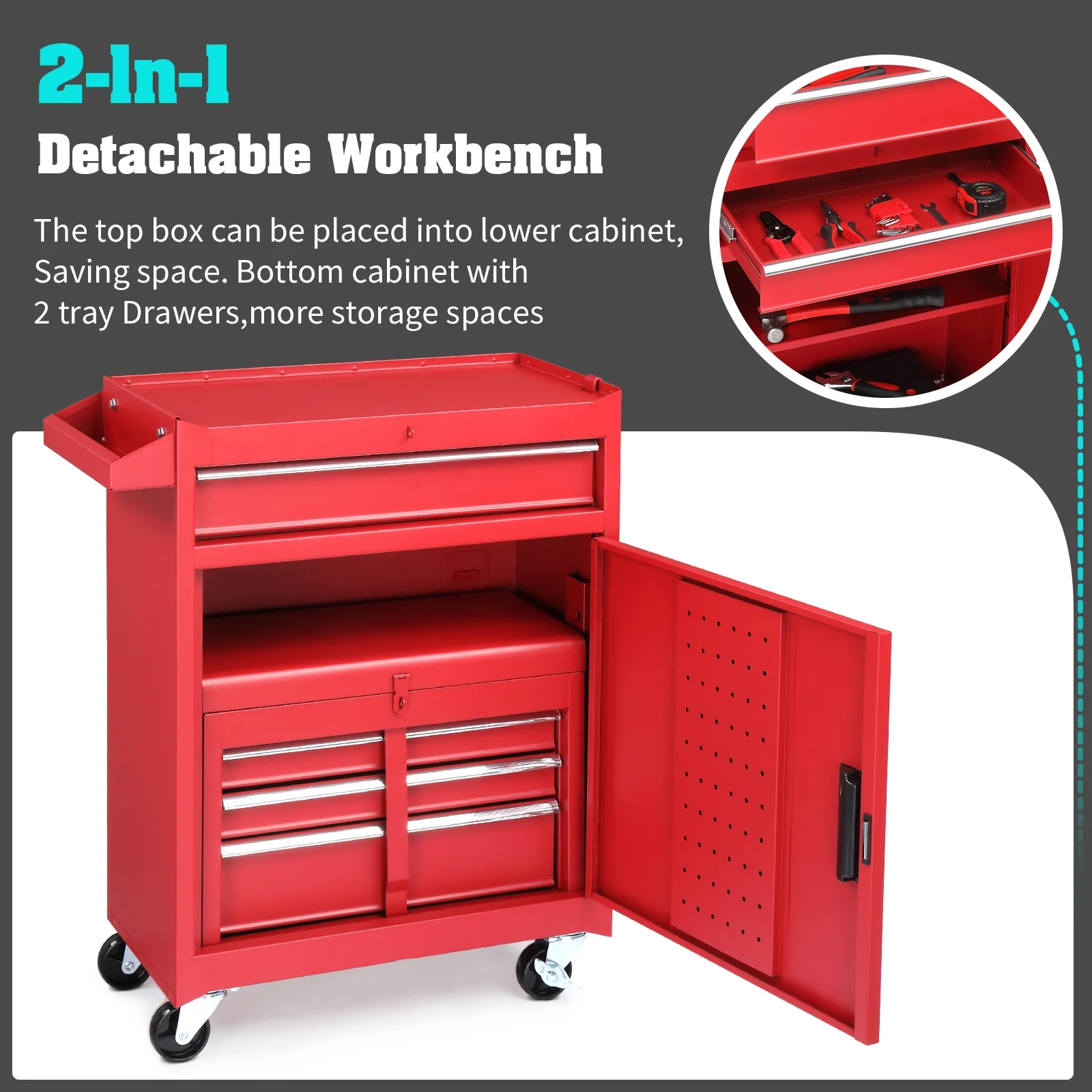 Zimtown Rolling Tool Chest, 4-Drawer Tool Box Organizer, Tool Storage Cabinet - Image 9