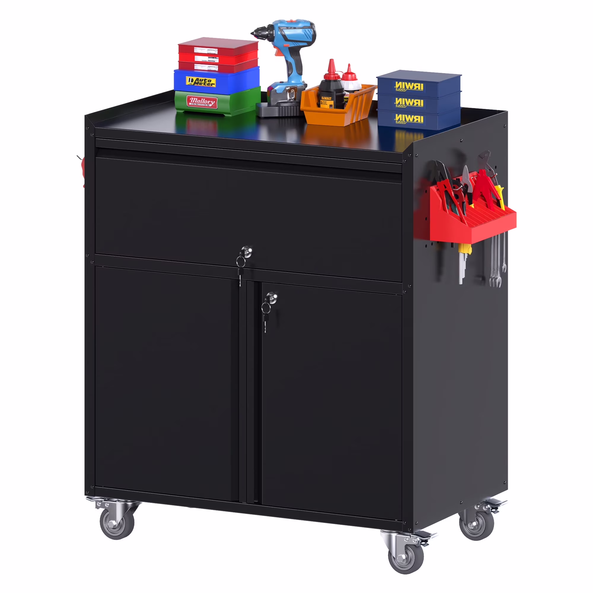 Aobabo Metal Storage Cabinet with Lock,Garage Storage Cabinet with Wheels,72In Steel Storage Cabinet for Garage Home Storage, Black Required-Assembly - Image 15
