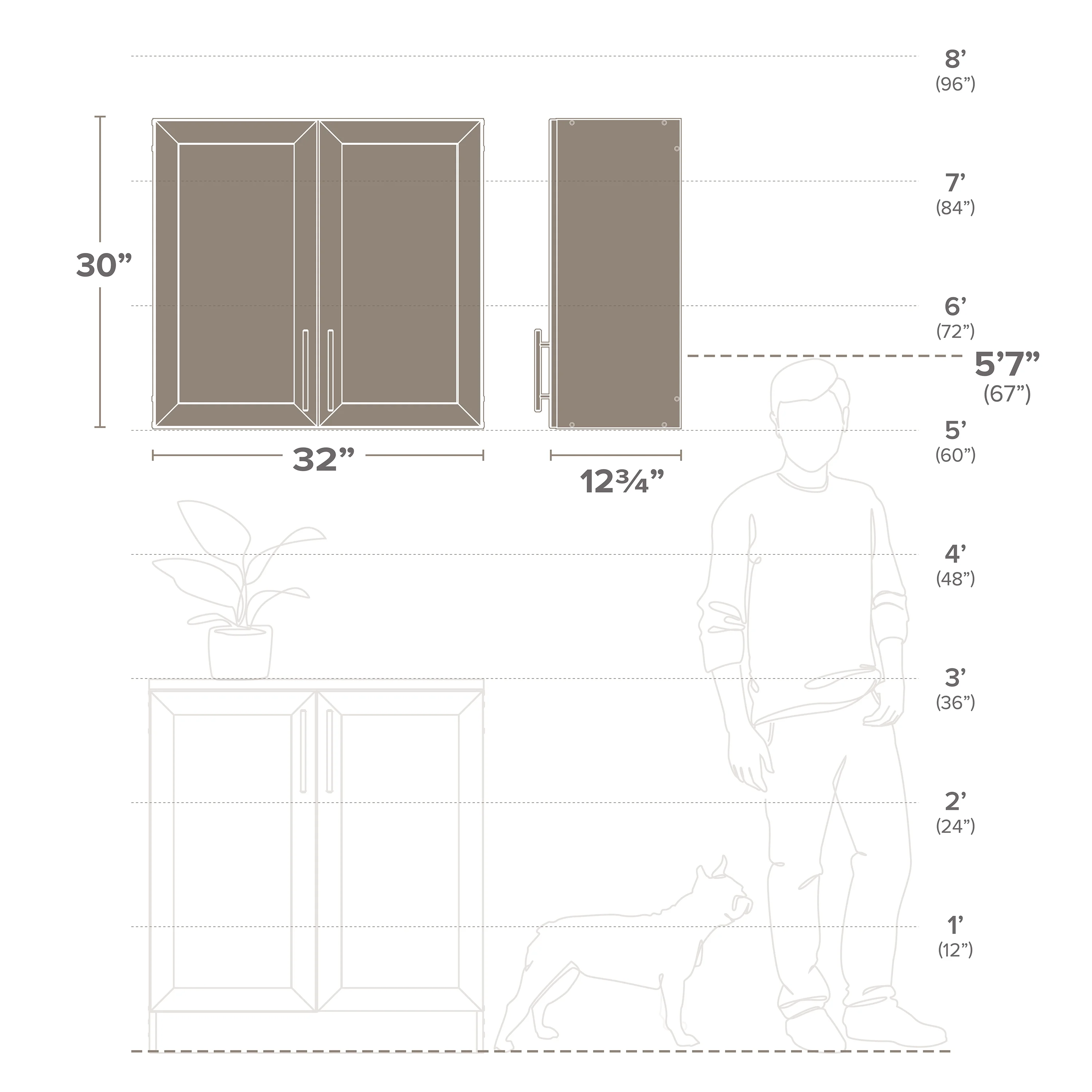 Prepac Elite 32" H Wall Cabinet with Panel Doors, White Storage Cabinet, Bathroom Cabinet, Pantry Cabinet with with 1 Adjustable Shelf 12.75" D x 32" W x 30" H, WSUR-1003-1 - Image 5