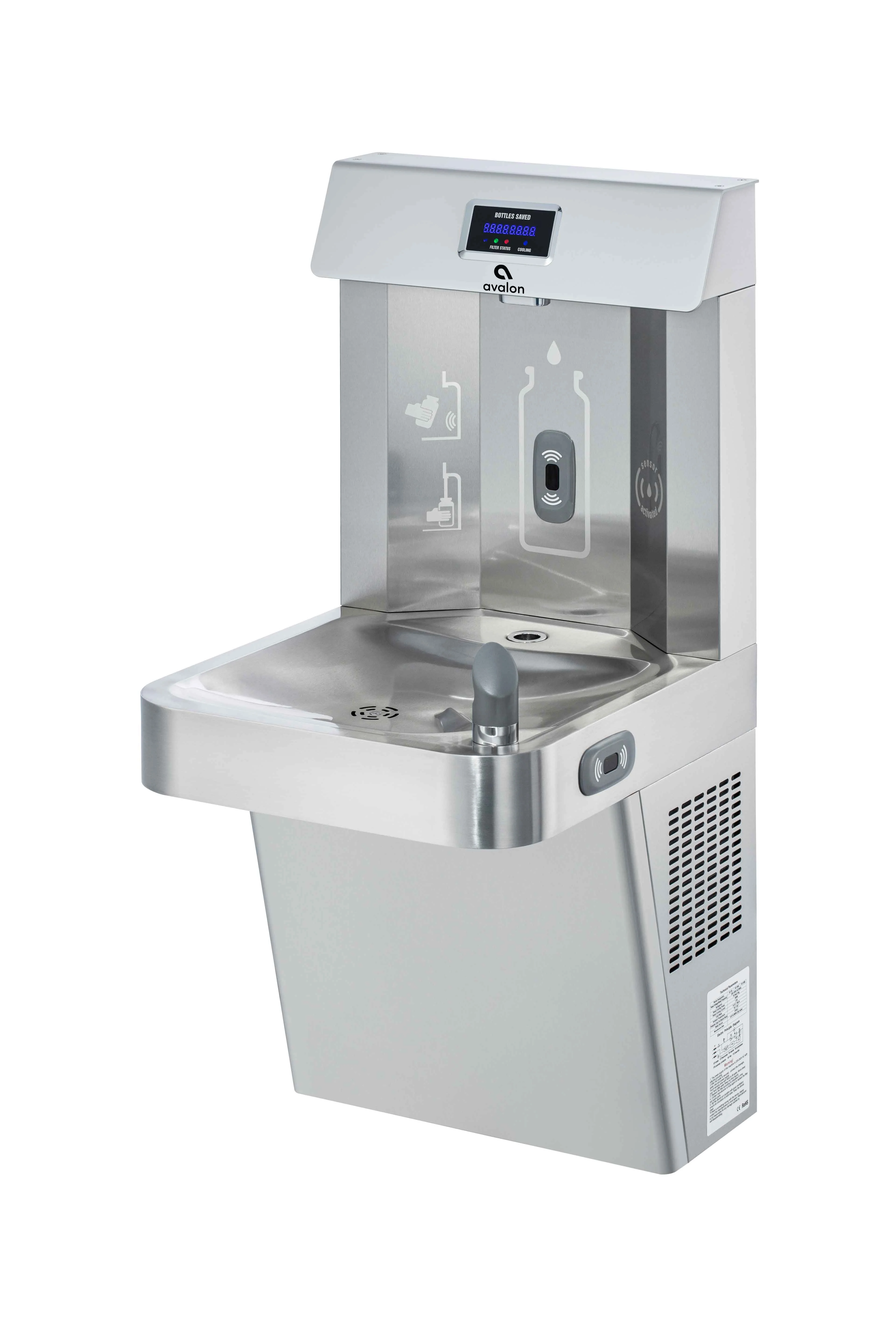 Avalon Wall Mounted Water Fountain with Bottle Filling Station, High Capacity Cooling, Sensor Dispensing, Self Cleaning, Digital Bottle Counter Display, Dual Filtration, ADA Compliant - Image 3