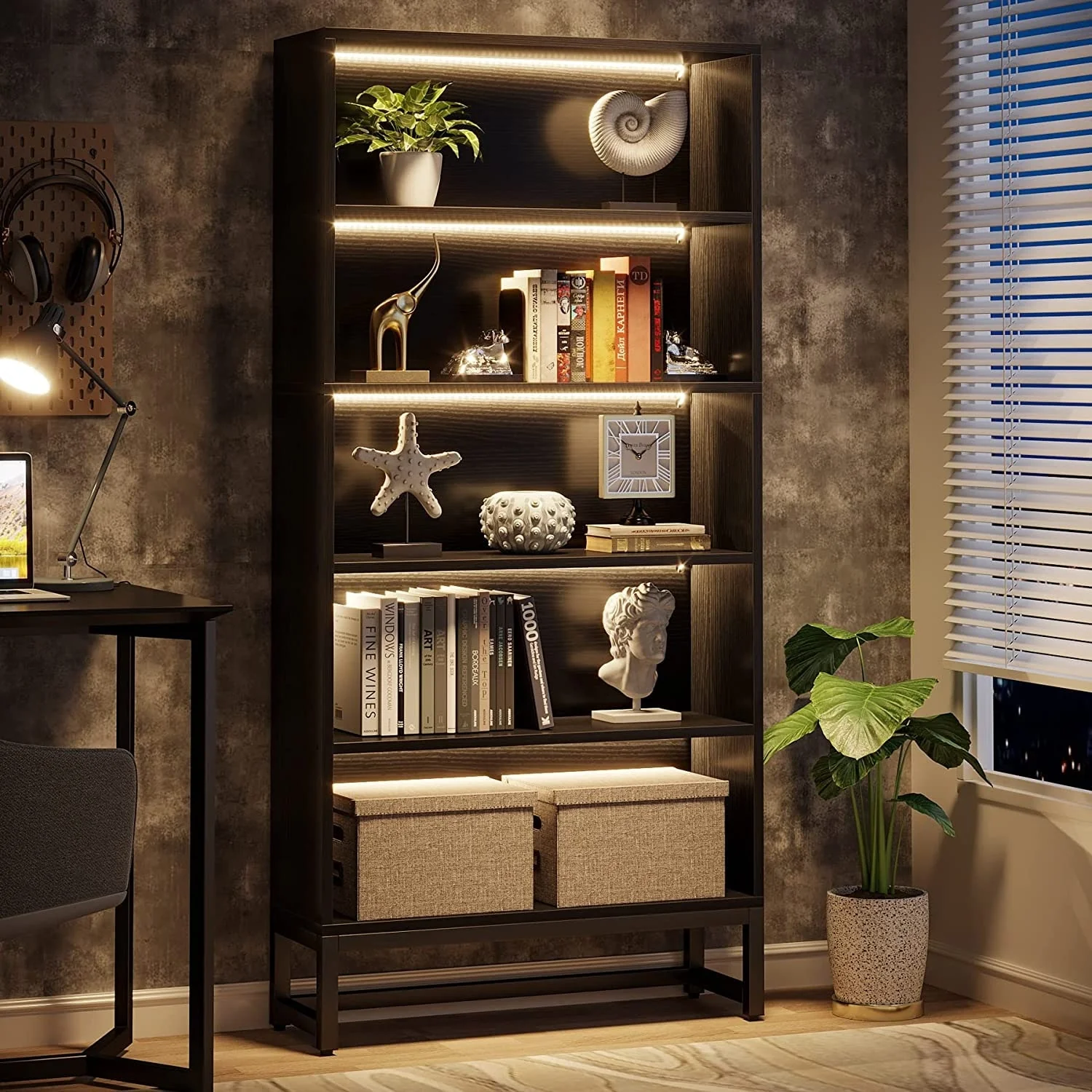 70.87 Inch Tall 5-Tier Bookcase, Large Bookshelf with 31.5 Inch Wide Storage - Image 6