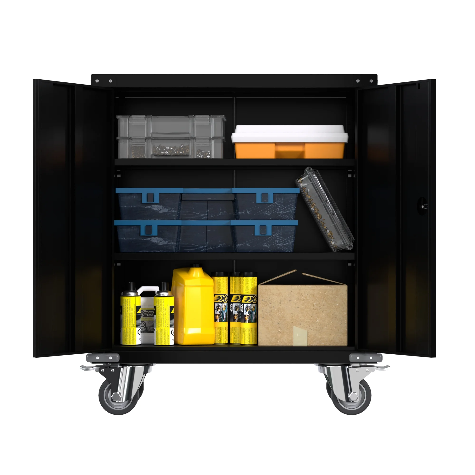 Aobabo Metal Storage Cabinet with Lock,Garage Storage Cabinet with Wheels,72In Steel Storage Cabinet for Garage Home Storage, Black Required-Assembly - Image 64