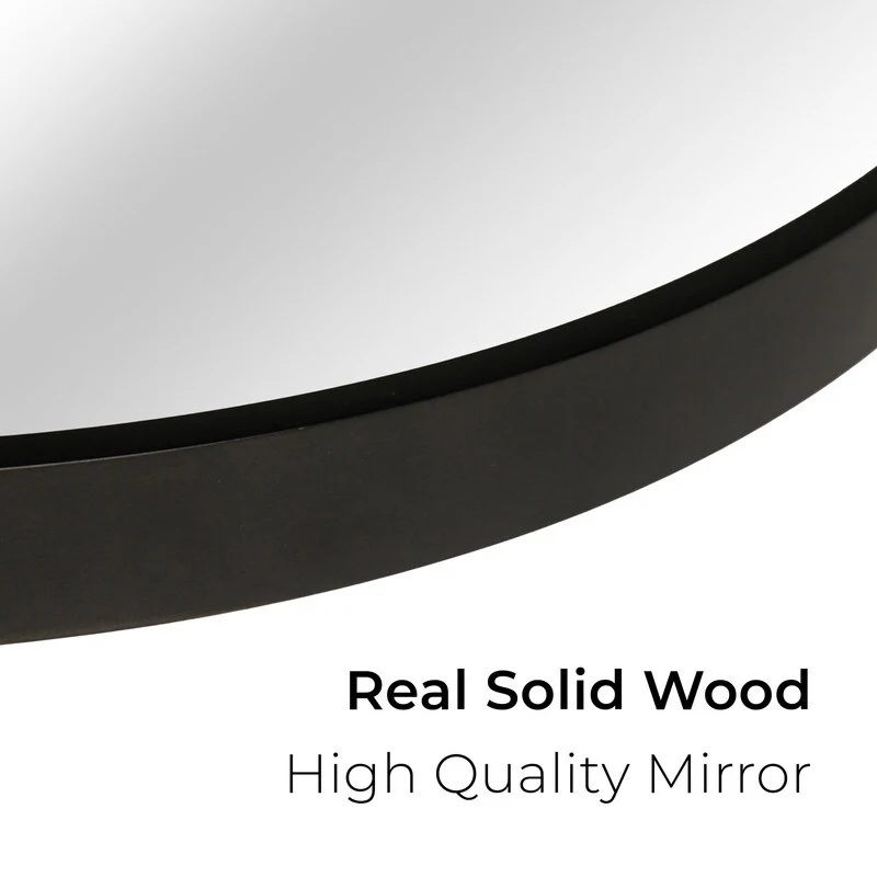 Classic Farmhouse Round Wall Mirror, Wooden Frame Decorative Accent Mirror for Living Room, Bedroom and Entryway - Image 13