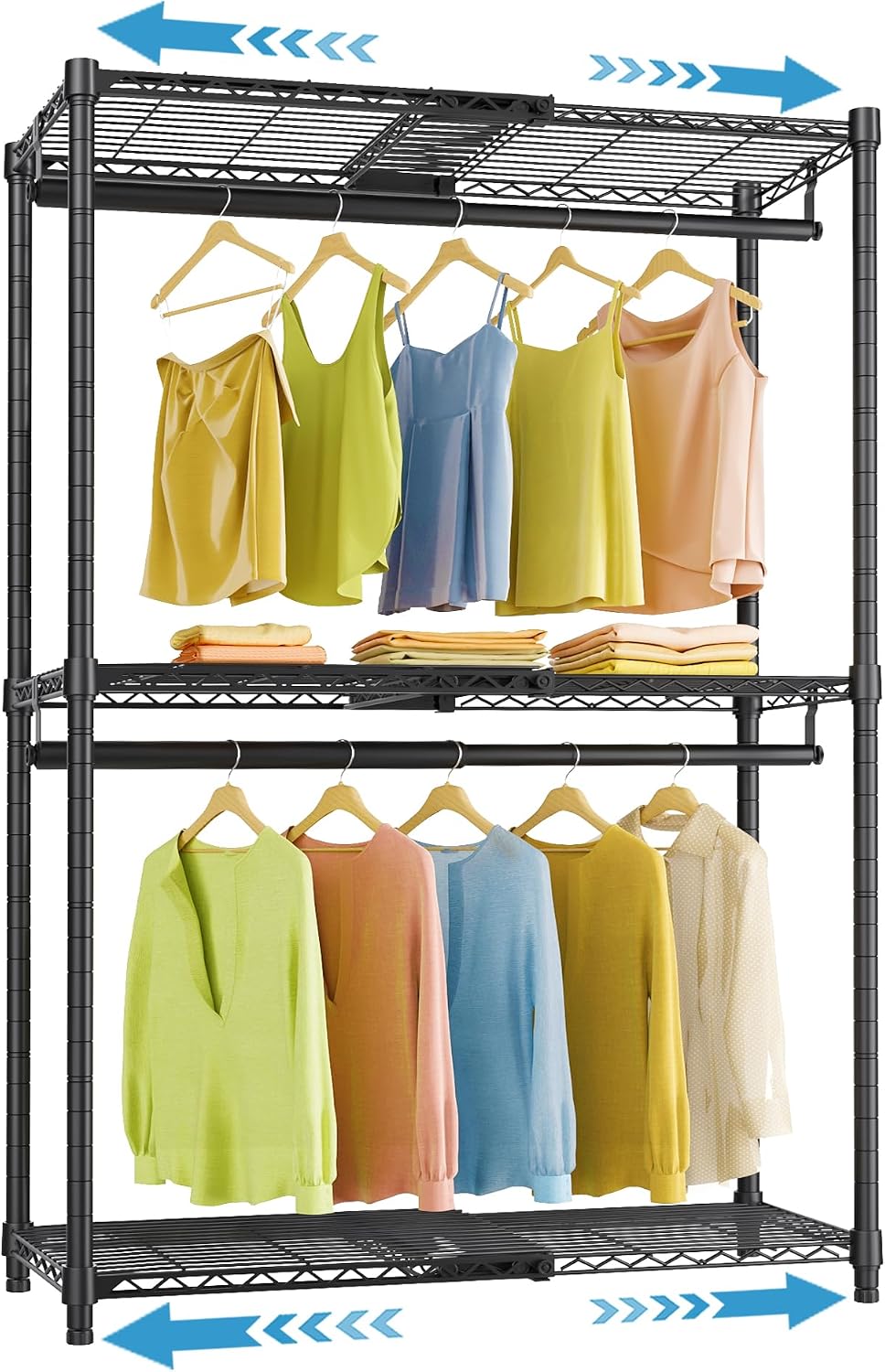 X1 Expandable Clothes Rack Heavy Duty Adjustable Closet System Black - Image 2