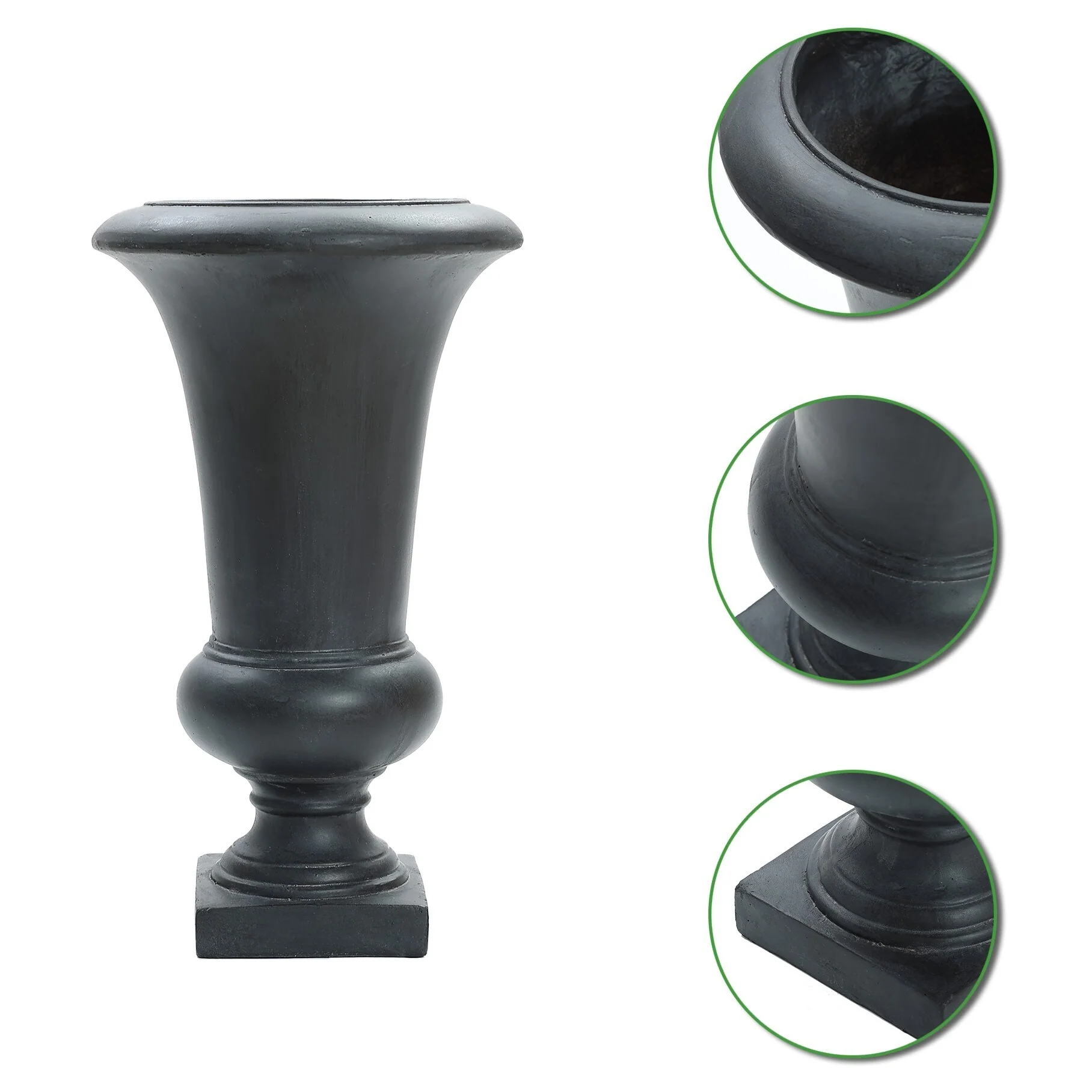 22.75" Tall Handmade Fiber Stone Urn Planter Pot, Decorative Outdoor Garden Flower Container for Patio and Home - Image 9