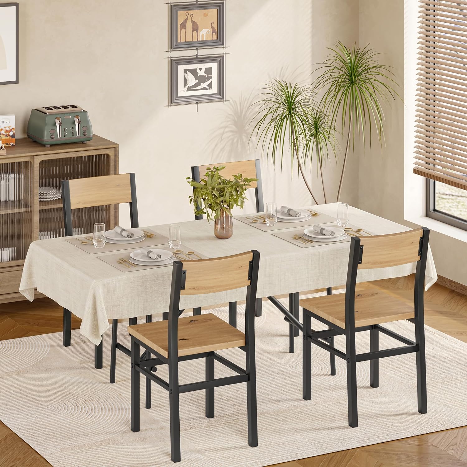 Black Dining Chairs Set of 4, Upgrade Farmhouse Kitchen Room Chair - Image 5