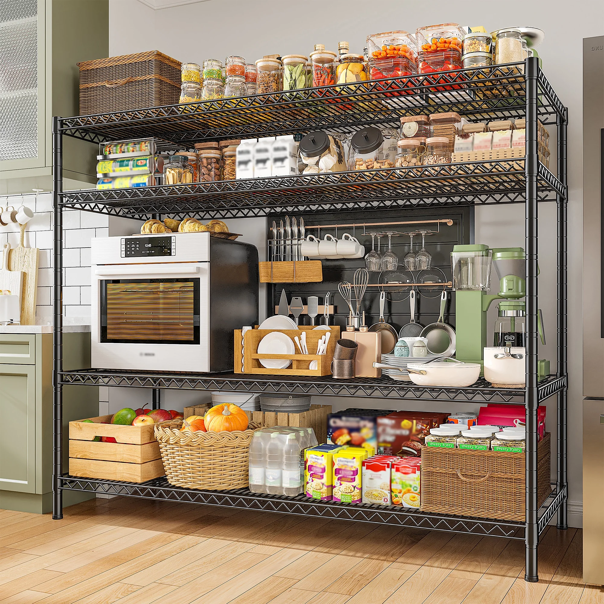 REIBII Heavy Duty Metal Storage Rack 4-Tier Adjustable Wire Shelves 2560lbs Pantry & Garage Shelving,55.5"H x 55.5"W x 18"D - Image 7