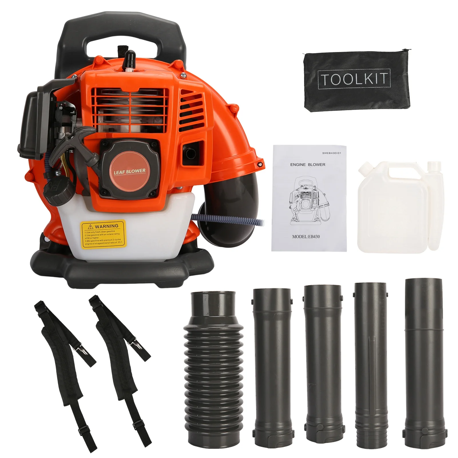Birinta 1 Set Leaf Blower Backpack Style 52CC Two-stroke 1.25 KW Adjustable Tube Gas Powered Dust Blower Supplies for Garden Patio Cleaning, Lawn Care, Blowing Leaves and Dust - Image 7