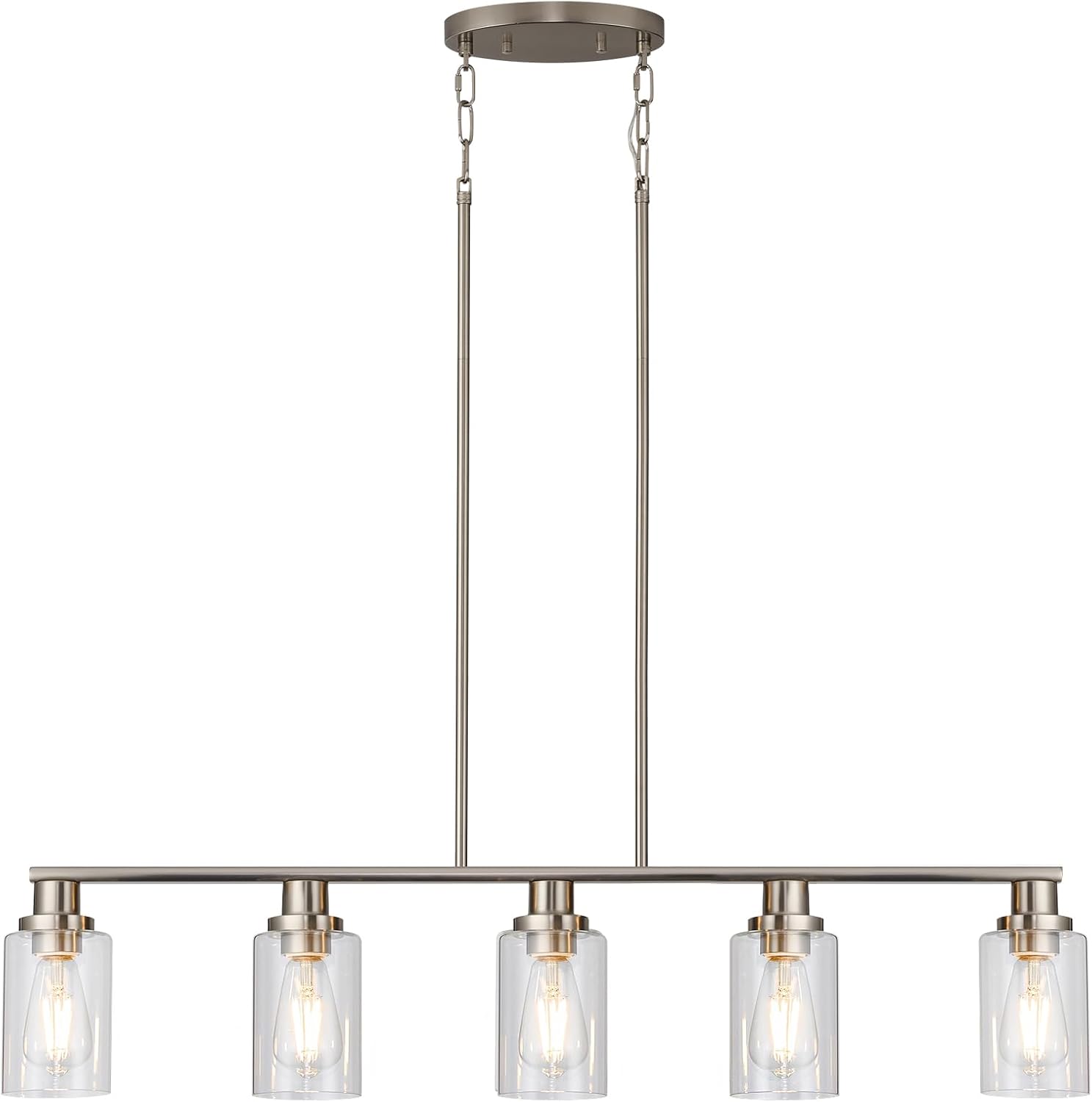 Kitchen Island Lighting, 4-Light Dining Room Light Fixtures Over Table,Gold Linear Chandelier for Dining Room Hanging,Pendant Lights Kitchen Island with Clear Glass Shade