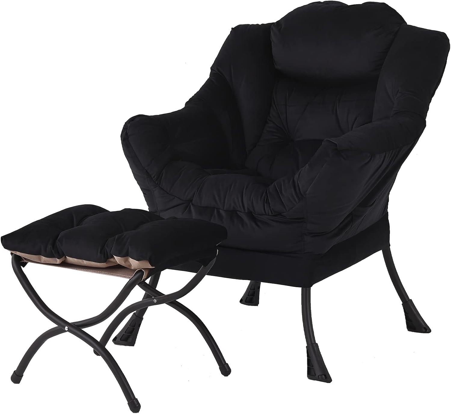 Lazy Chair with Ottoman, Reading Chair with Footrest, Dark Grey - Image 12
