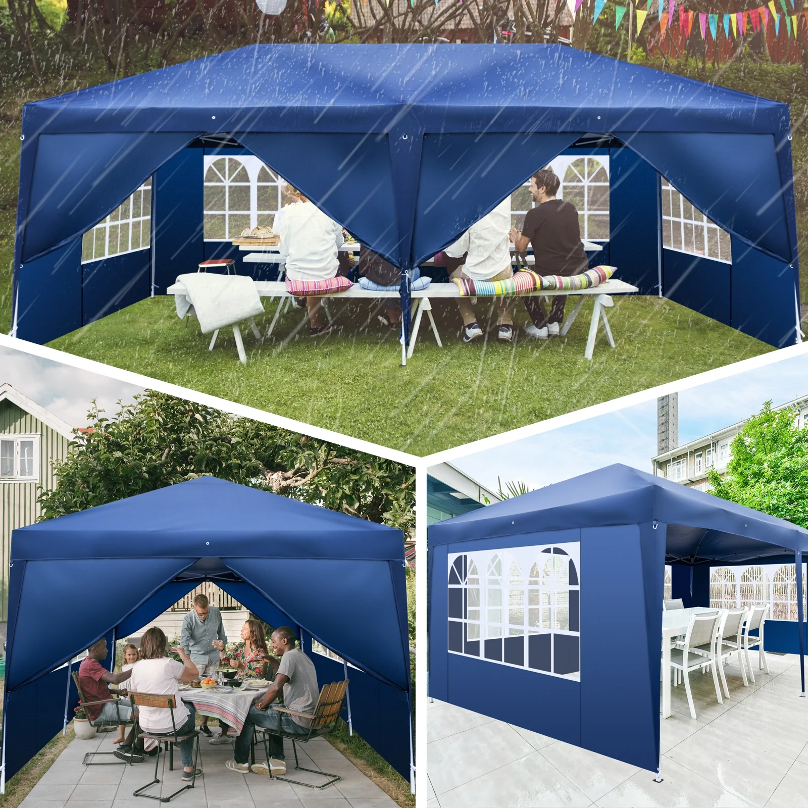 Zimtown 10'x 20' Patio EZ POP UP Party Tent Wedding Gazebo Canopy Marquee 6 Walls - Image 2