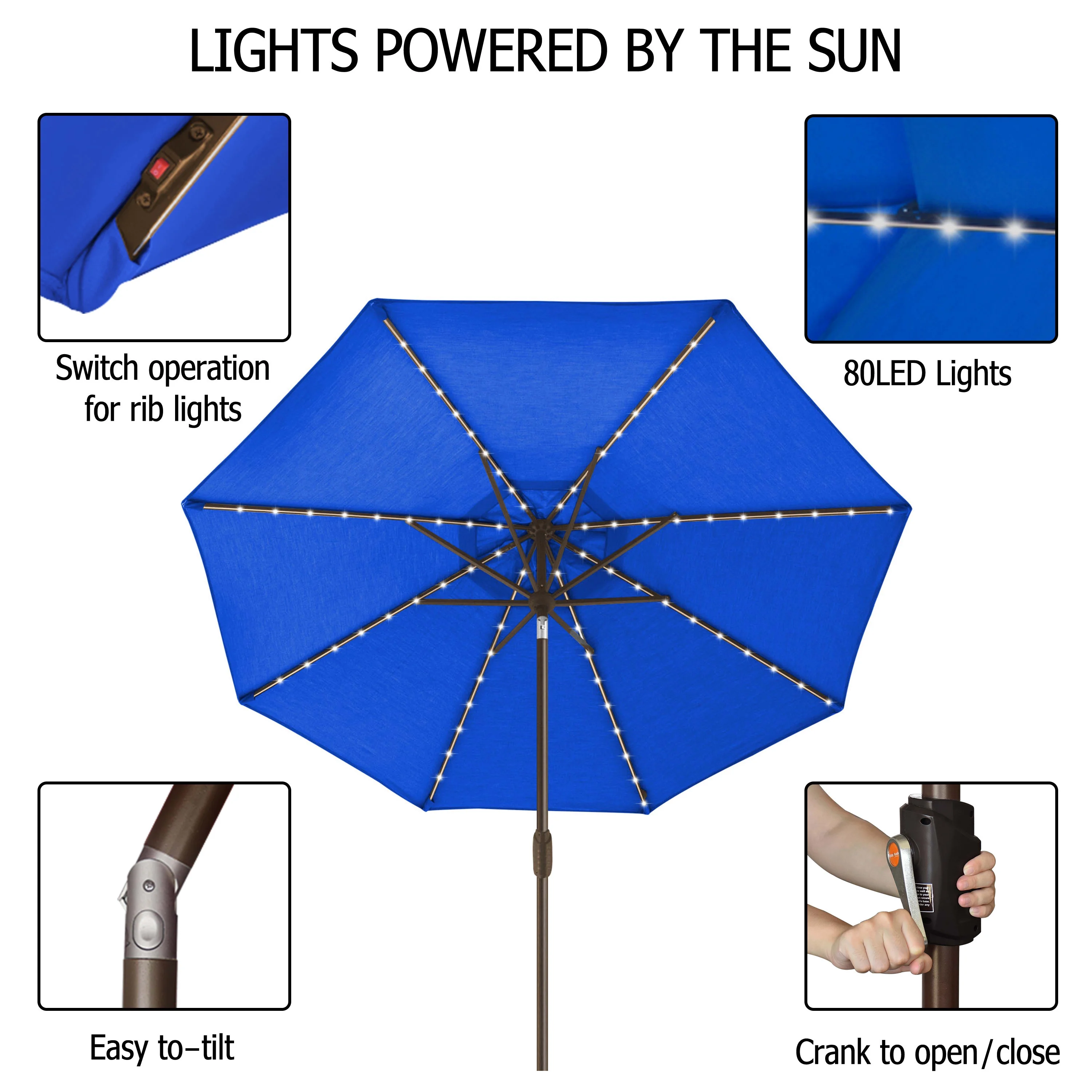 EliteShade Sunbrella Solar Umbrellas 9ft Market Umbrella with 80 LED Lights Patio Umbrellas Outdoor Table Umbrella with Ventilation and 5 Years Non-Fading Top,Ruby - Image 26