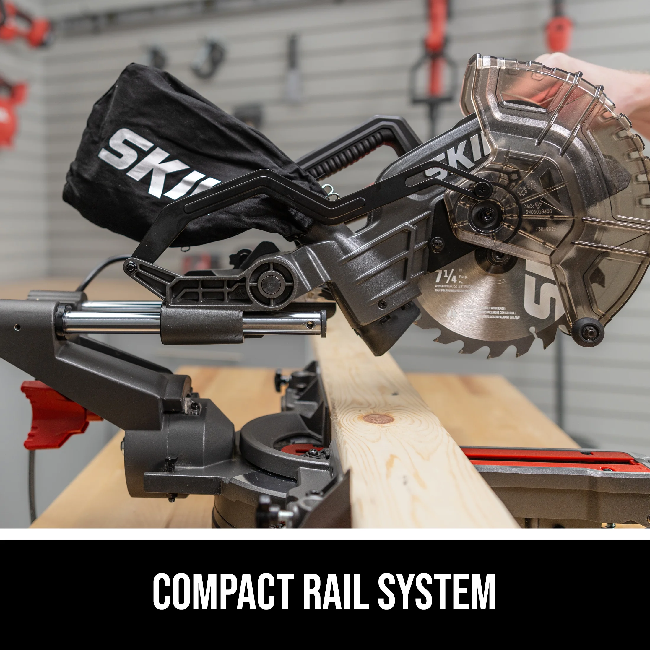 SKIL MS6316-00 10 Amp 7-1/4" Single Bevel Miter Saw with Compact Rail System & LED Shadow Line - Image 5