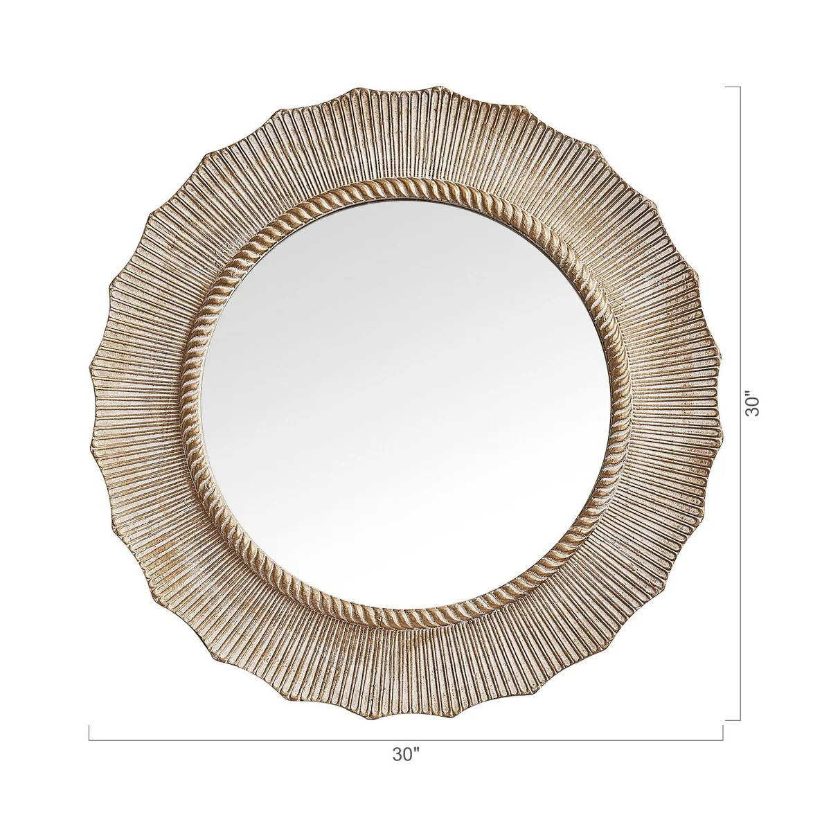 30 Inch Bohemian Beige Round Wood Bathroom Vanity Wall Mirror - Image 3