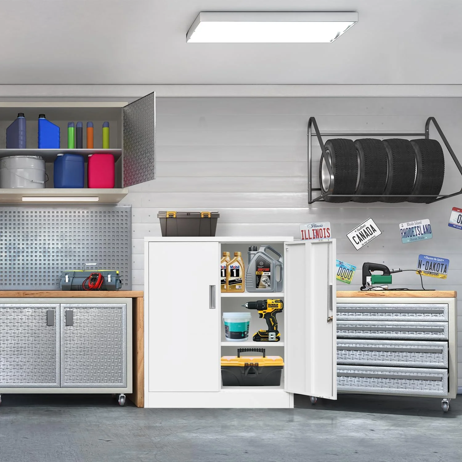 Metal Storage Cabinet, Garage Metal Cabinet with Doors, Adjustable Shelf Height & Steel Lockable Storage Cabinet, Tool Cabinets for Office, Home, Gym, School and Kitchens - Image 7