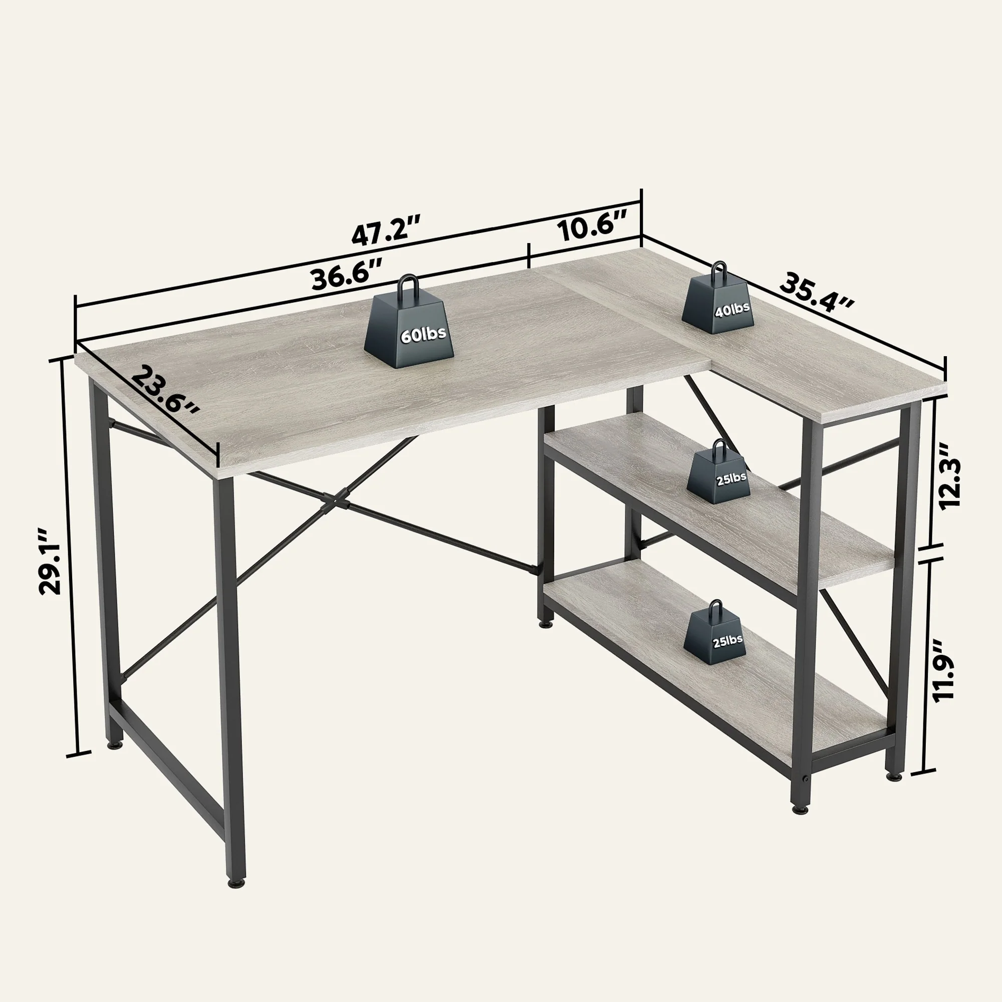 Small L Shaped Computer Desk with Storage Shelves, Compact Corner Workstation for Home Office and Study - Image 73
