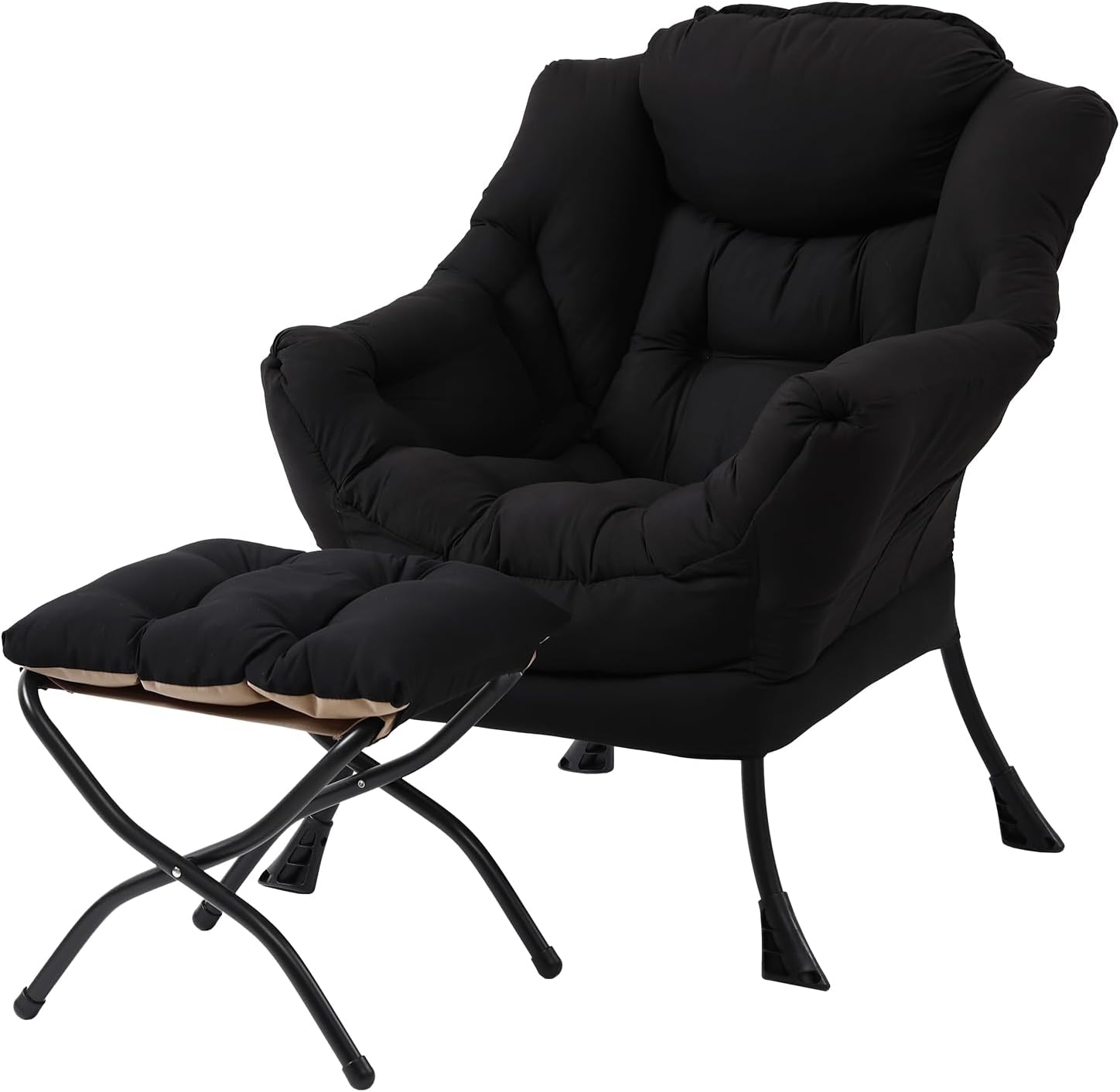 Lazy Chair with Ottoman, Reading Chair with Footrest, Jet Black - Image 23