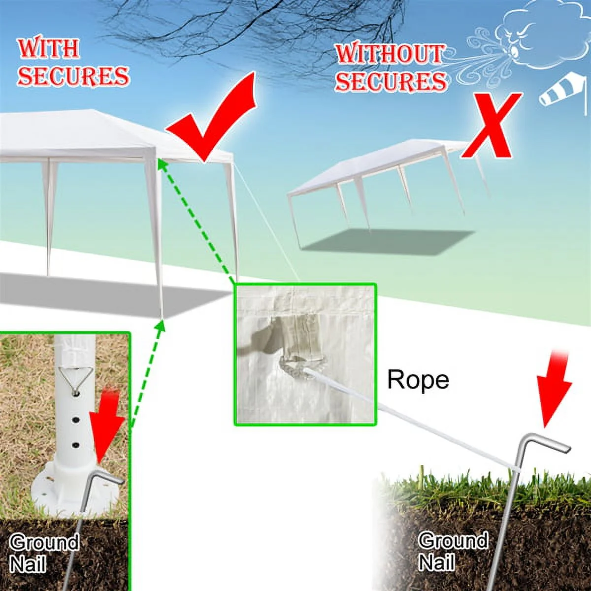 Mother's Day Sales - 10' x 20' Party Tent,Portable Wedding Party Tent,Patio Parties Tent BBQ Shelter Canopy Gazebo for Outdoor Events(10'x20' w/6 sidewalls) - Image 10