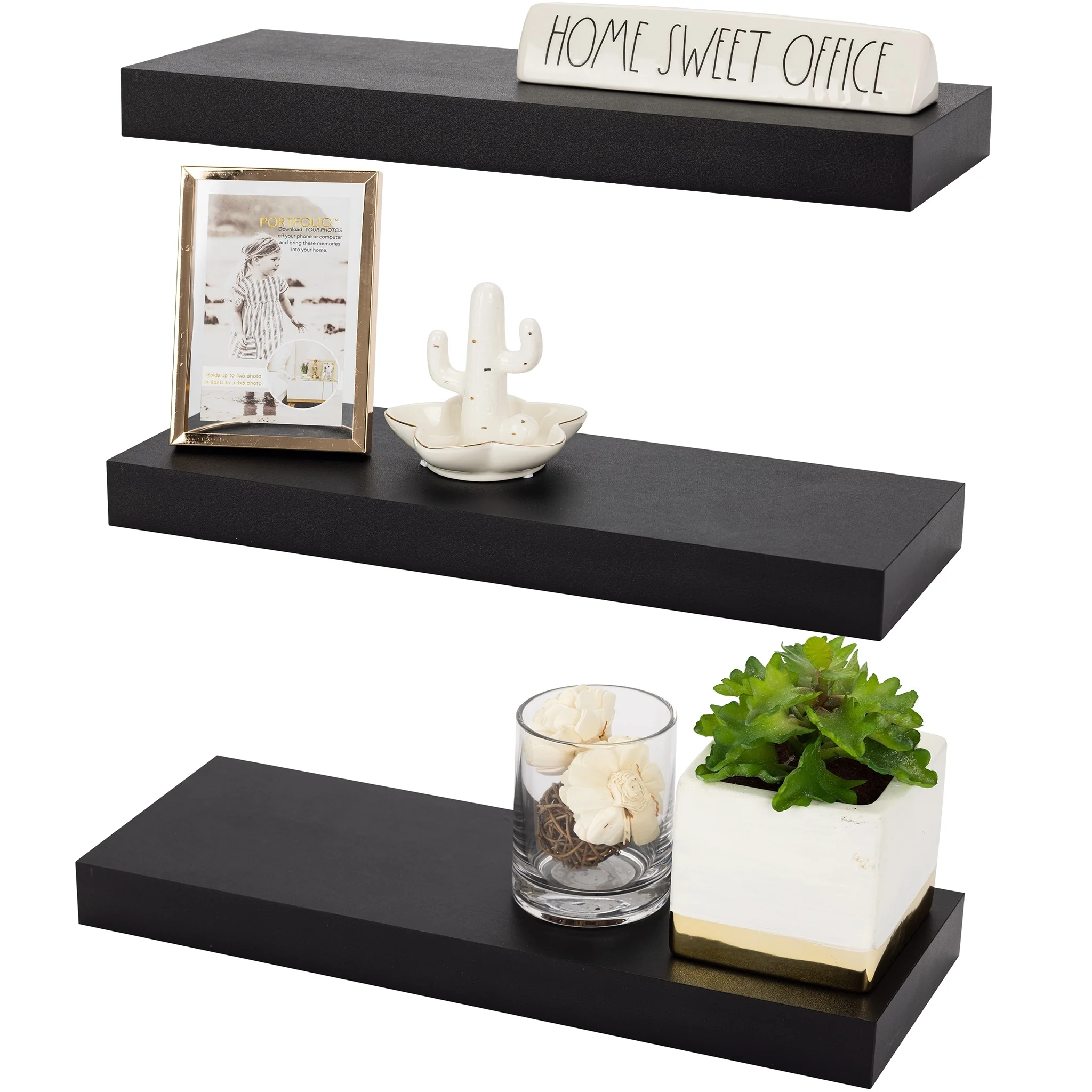 16 Inch Floating Wall Shelves, 3 Pack Farmhouse Hanging Display and Storage Shelves - Image 2